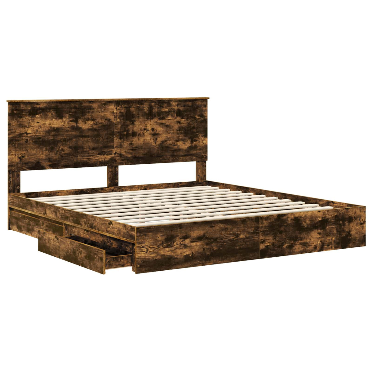Krevet s od storage s ladicama Dimljeni hrast 180 x 200 cm