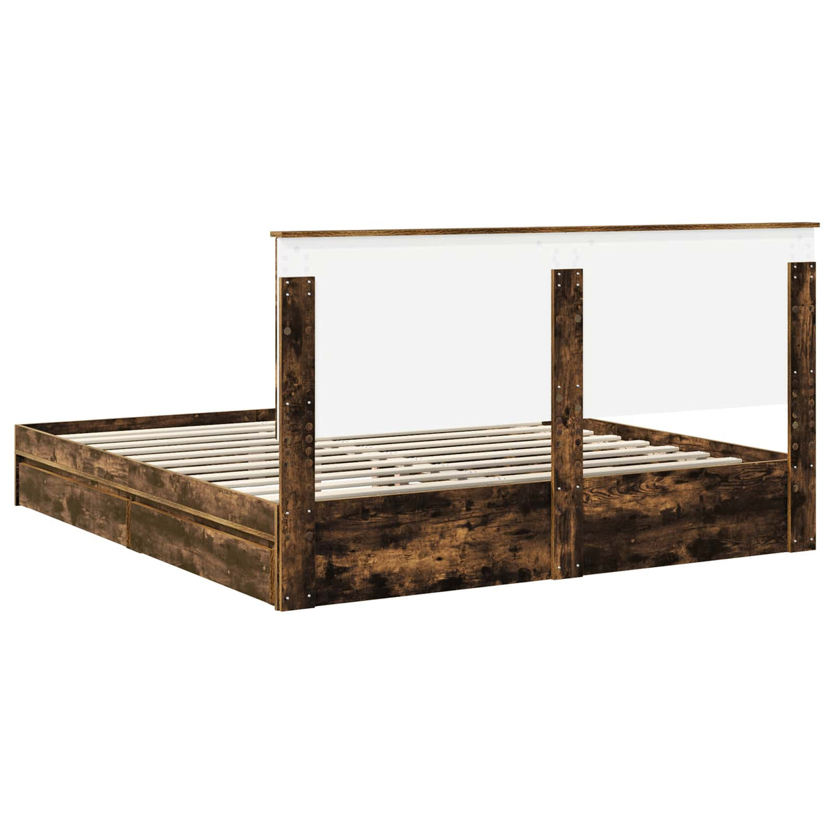 Krevet s od storage s ladicama Dimljeni hrast 180 x 200 cm