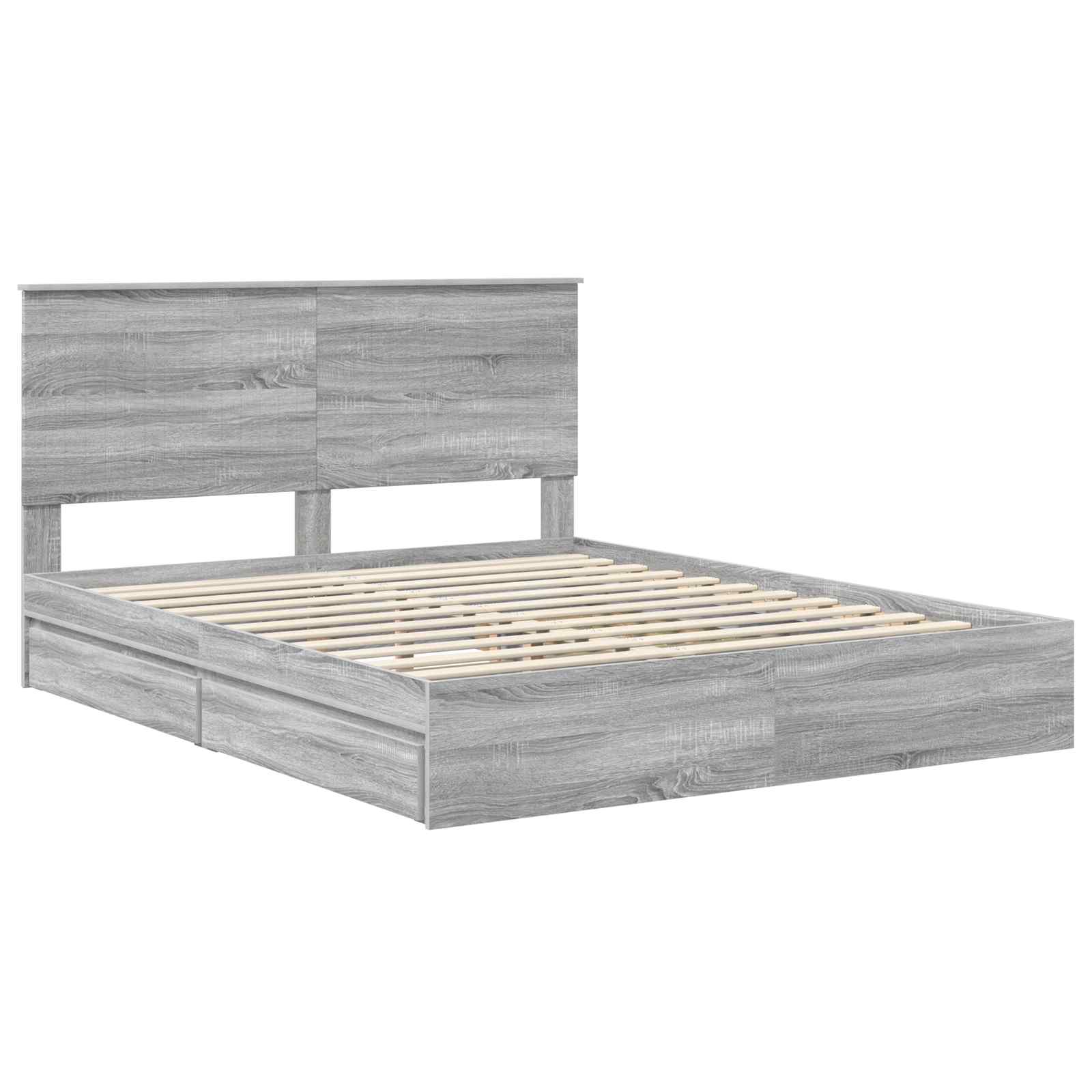 Krevet s od storage Siva Sonoma 160 x 200 cm Konstruirano drvo