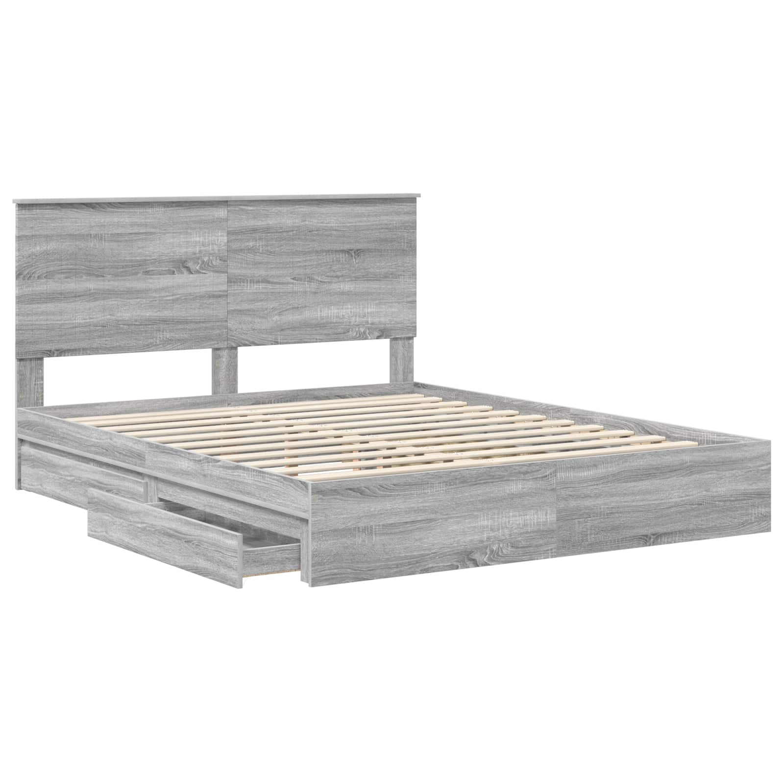 Krevet s od storage Siva Sonoma 160 x 200 cm Konstruirano drvo