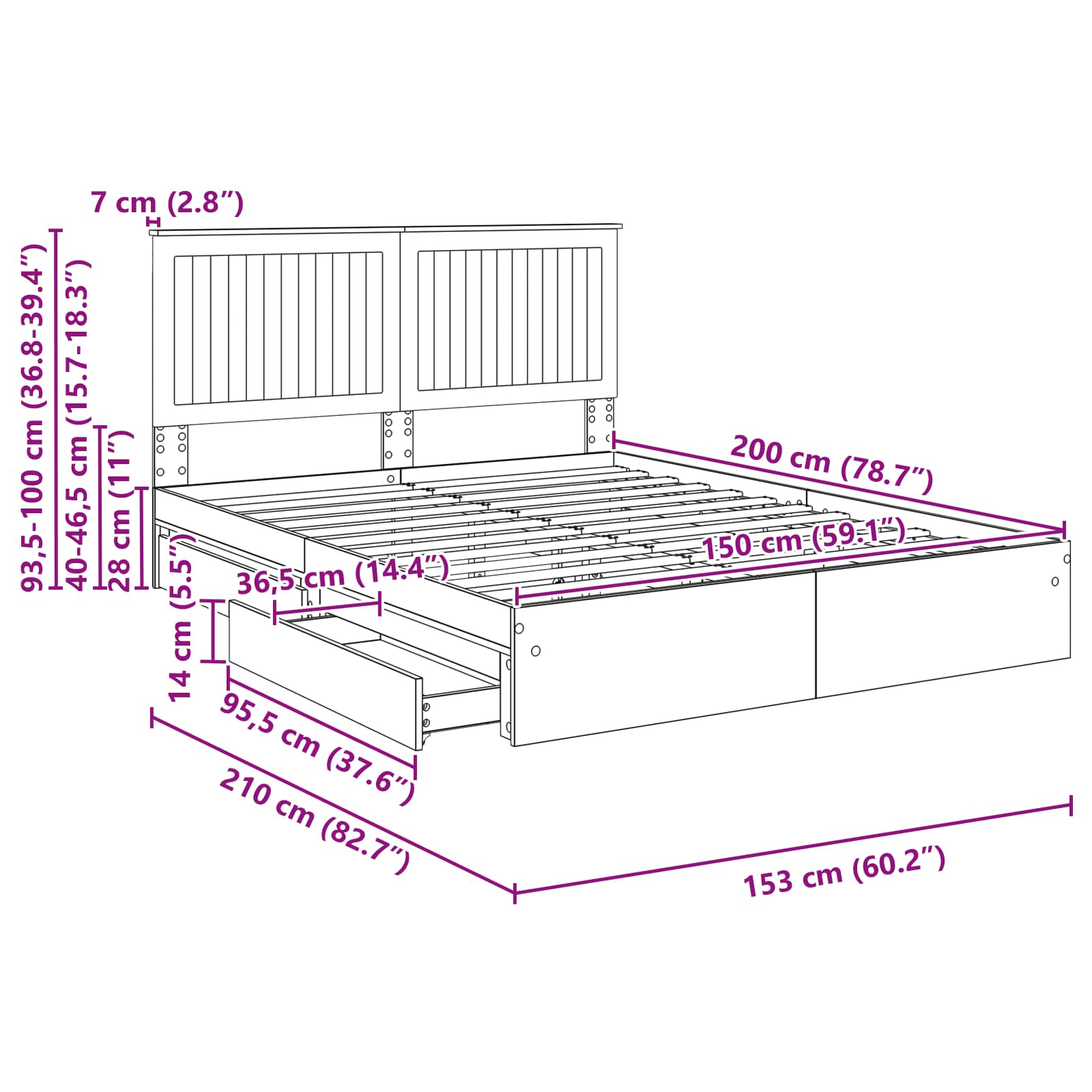 Krevet s od storage Sonoma hrast 150 x 200 cm Konstruirano drvo