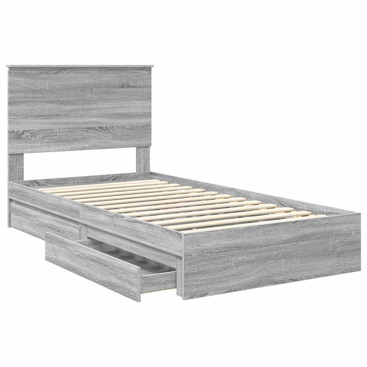 Krevet s od storage Siva Sonoma 100 x 200 cm Konstruirano drvo