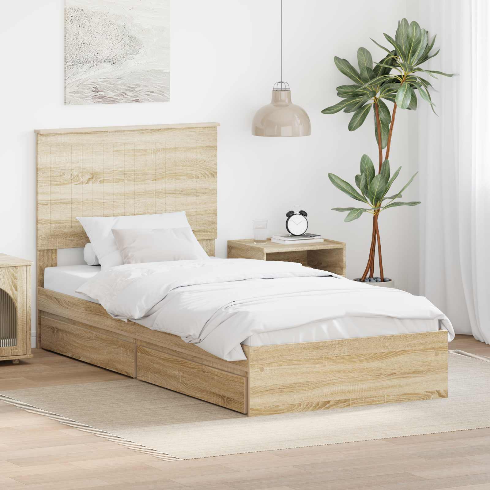 Krevet s od storage Sonoma hrast 90 x 200 cm Konstruirano drvo