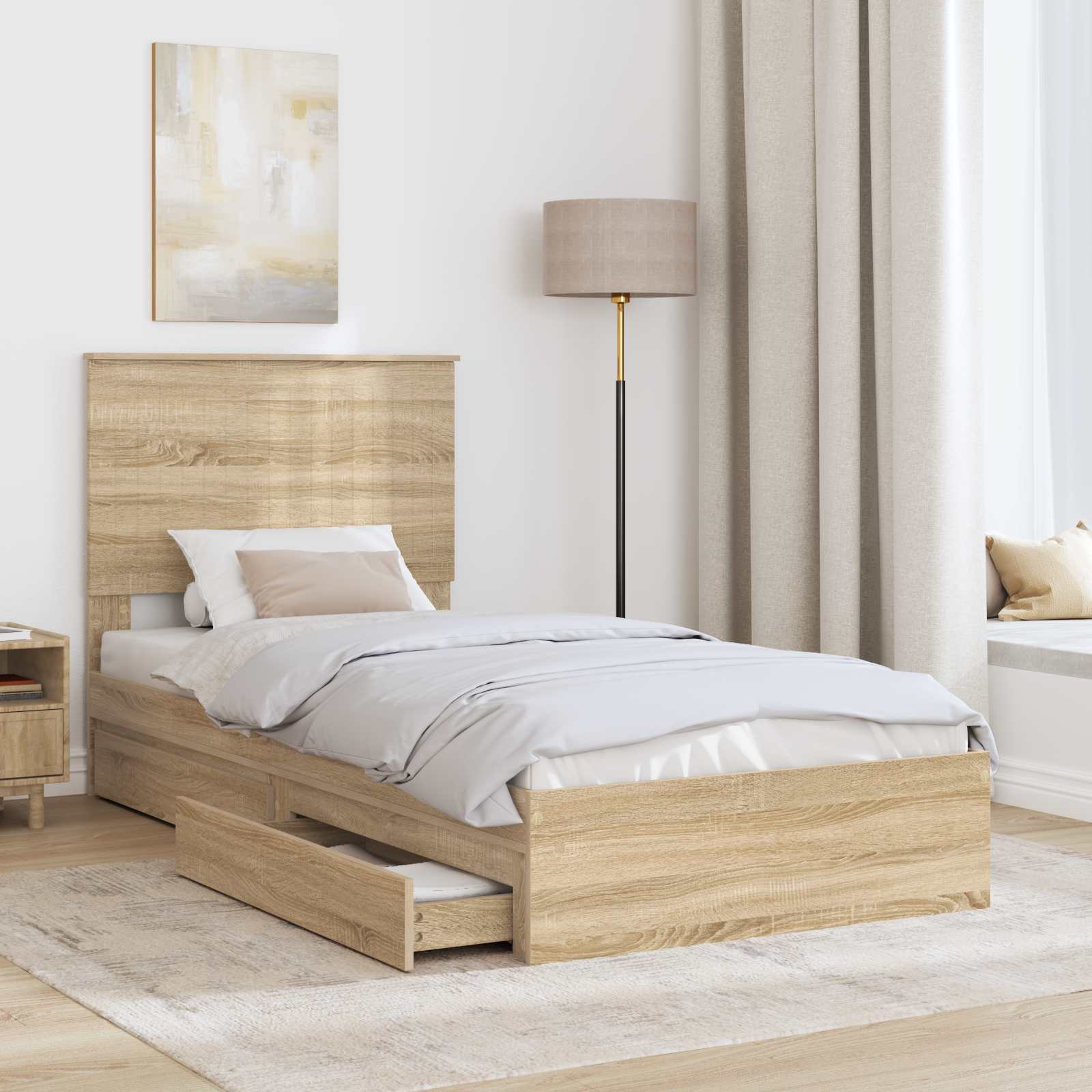 Krevet s od storage Sonoma hrast 90 x 200 cm Konstruirano drvo