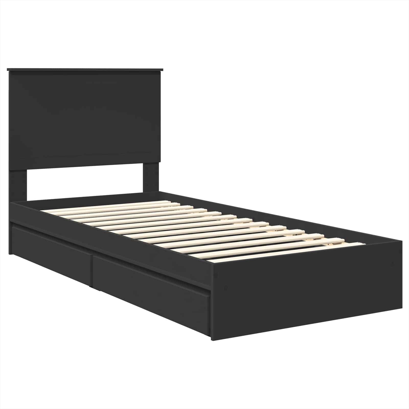 Krevet s od storage Crna 90 x 190 cm Konstruirano drvo