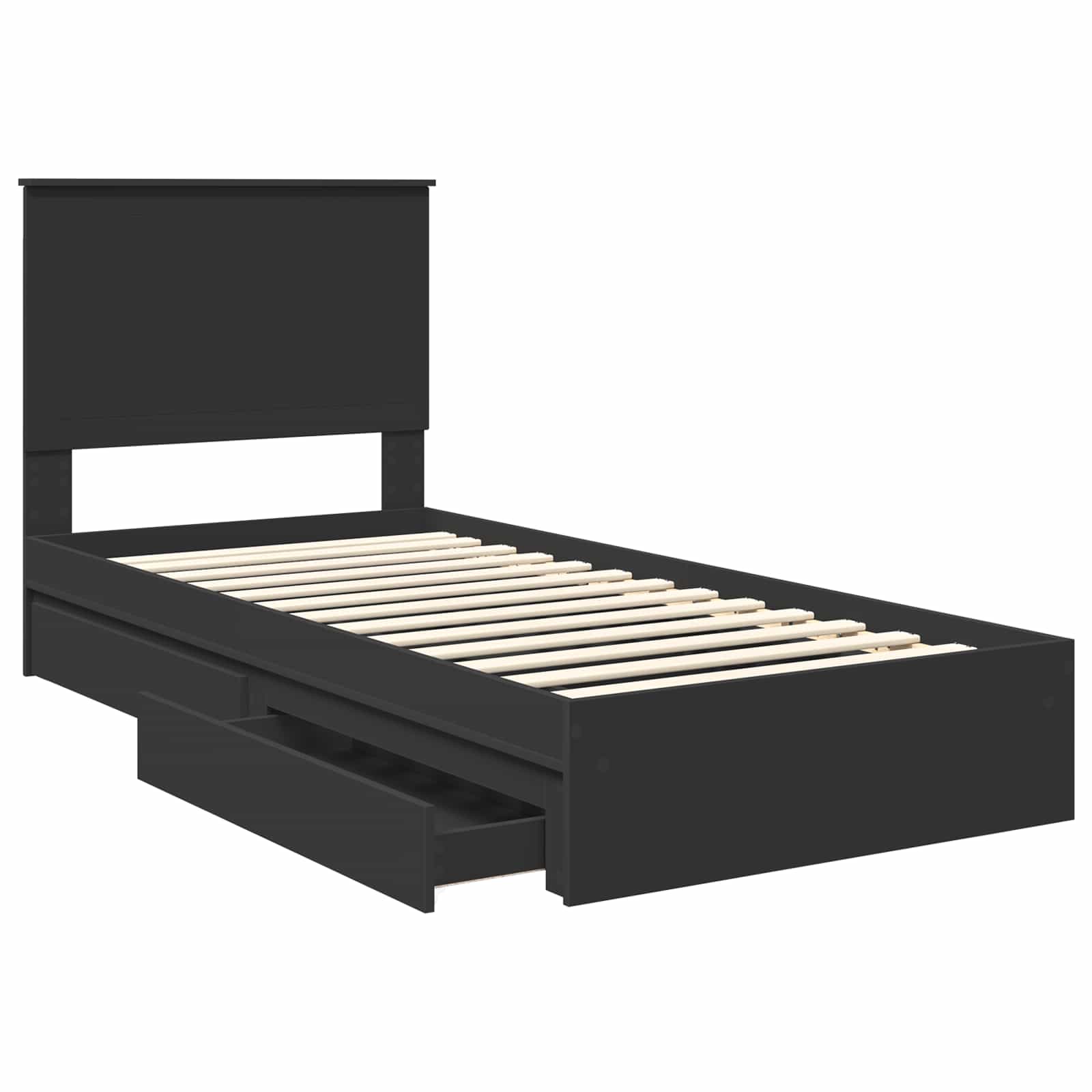 Krevet s od storage Crna 90 x 190 cm Konstruirano drvo