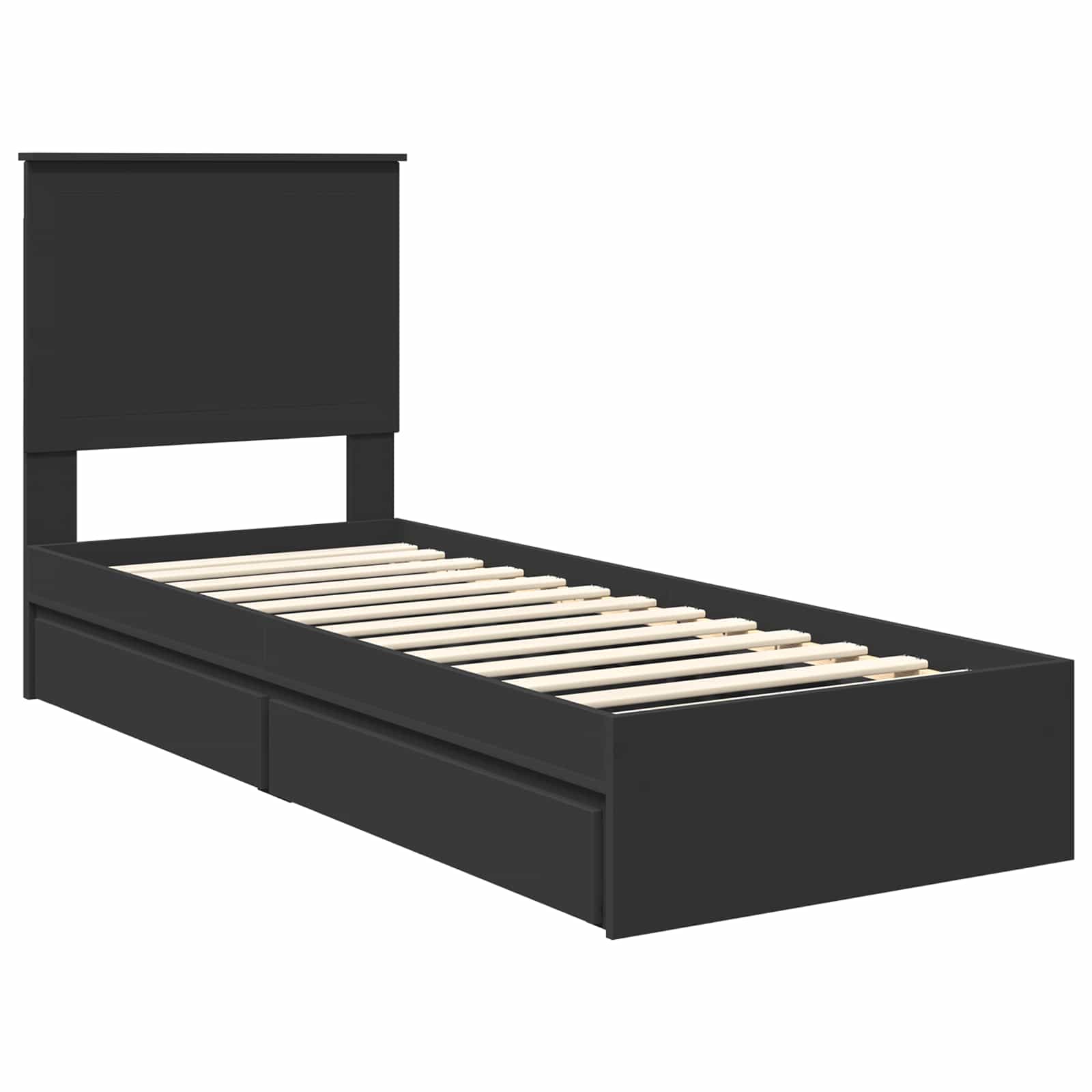 Krevet s od storage Crna 75 x 190 cm Konstruirano drvo