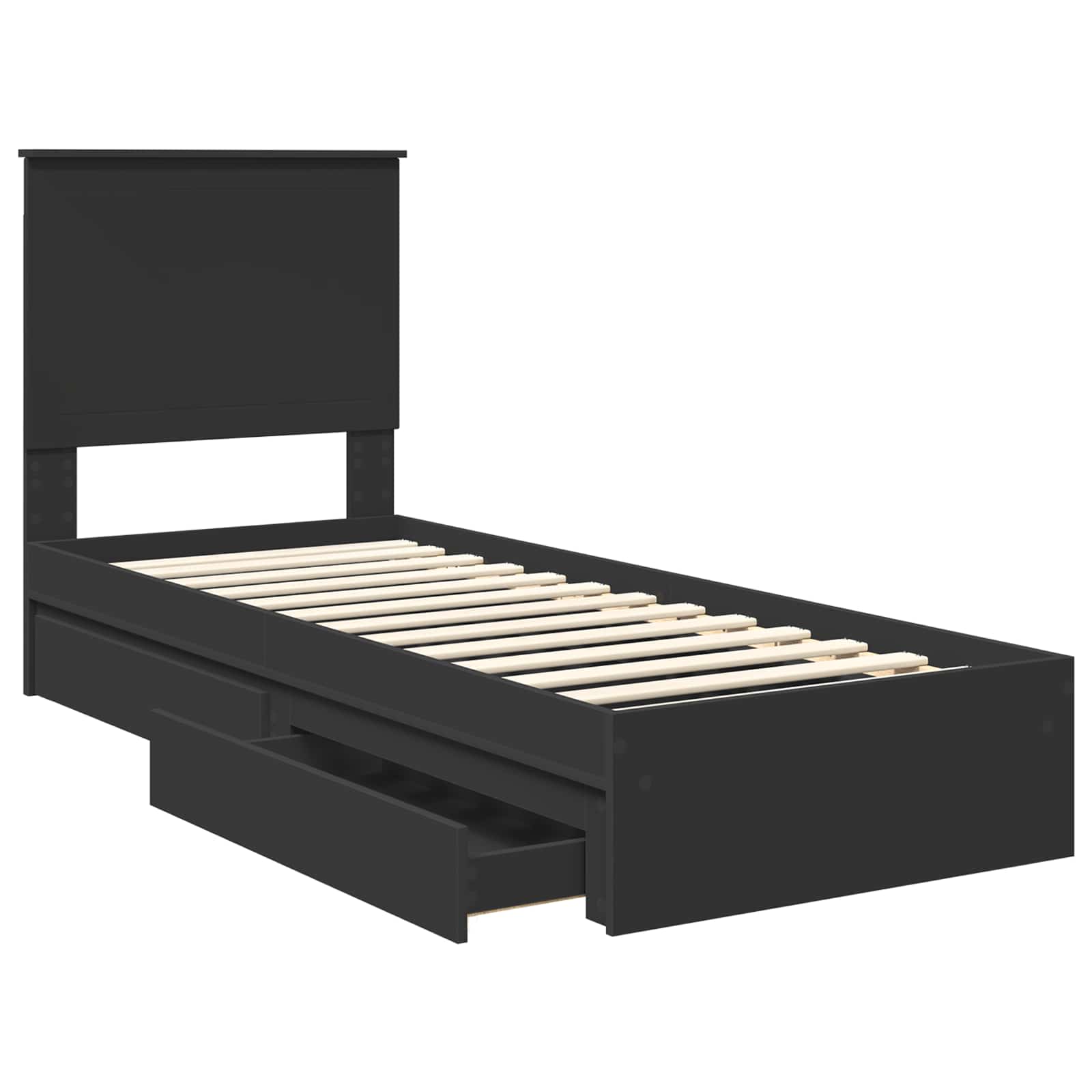 Krevet s od storage Crna 75 x 190 cm Konstruirano drvo