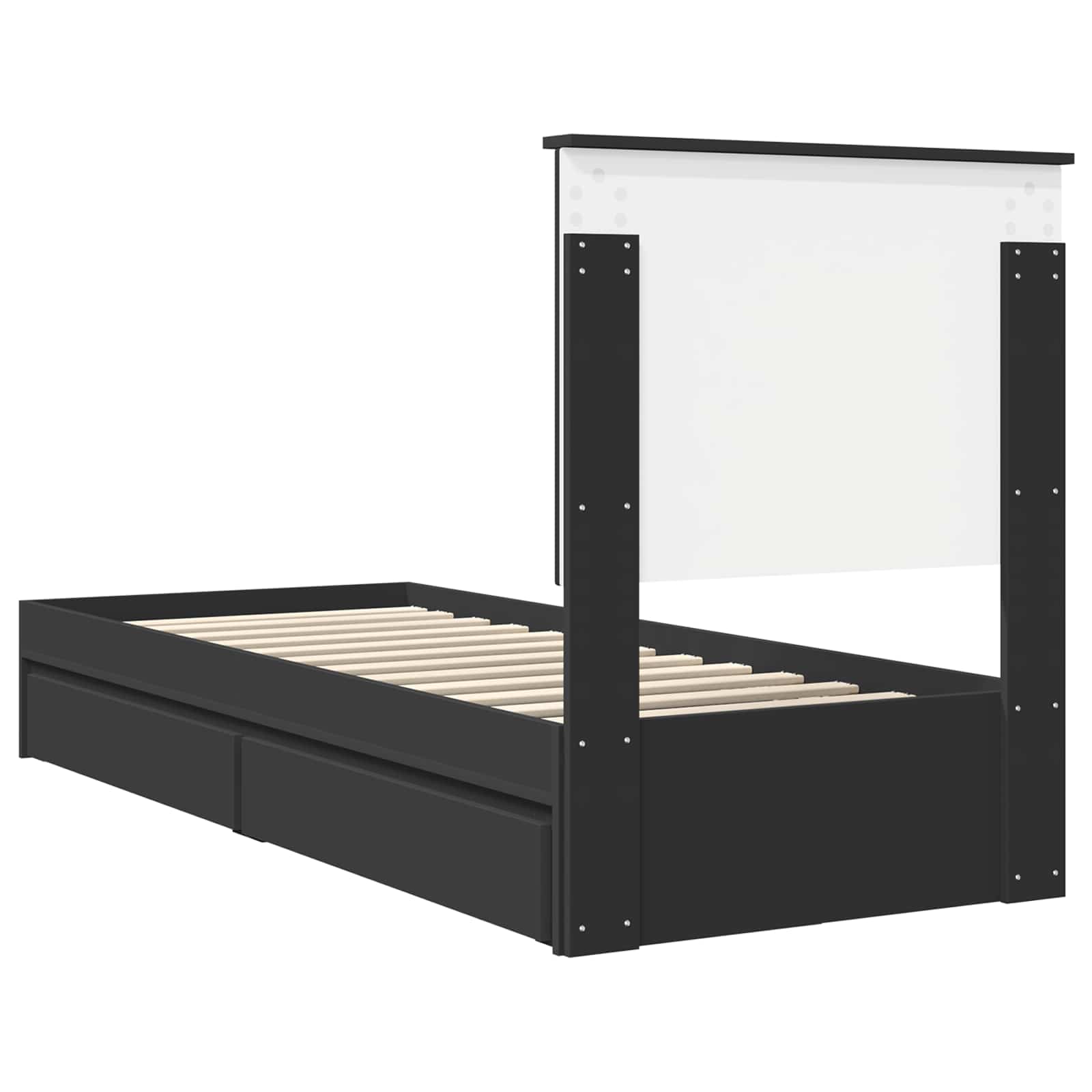 Krevet s od storage Crna 75 x 190 cm Konstruirano drvo