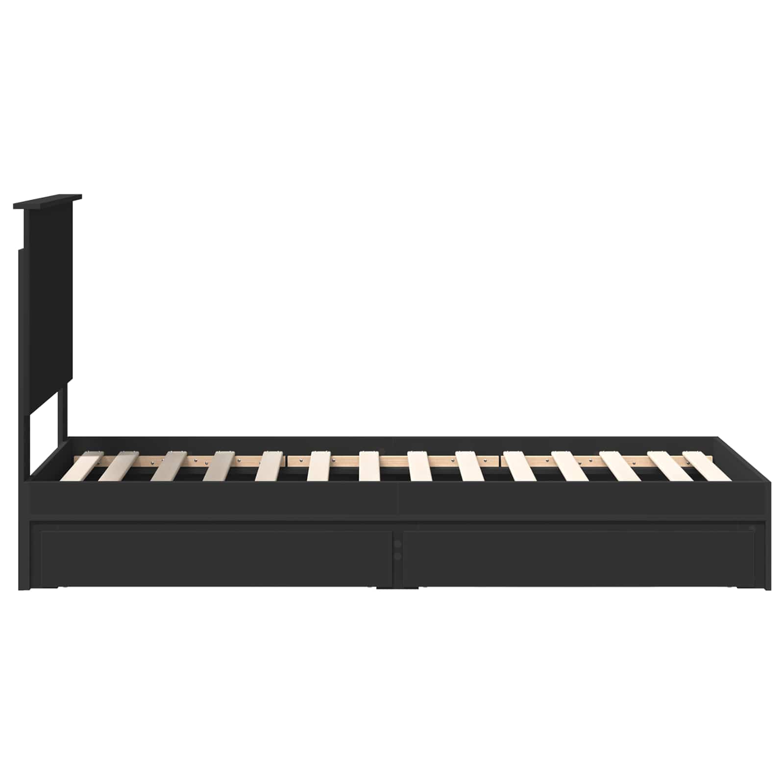 Krevet s od storage Crna 75 x 190 cm Konstruirano drvo