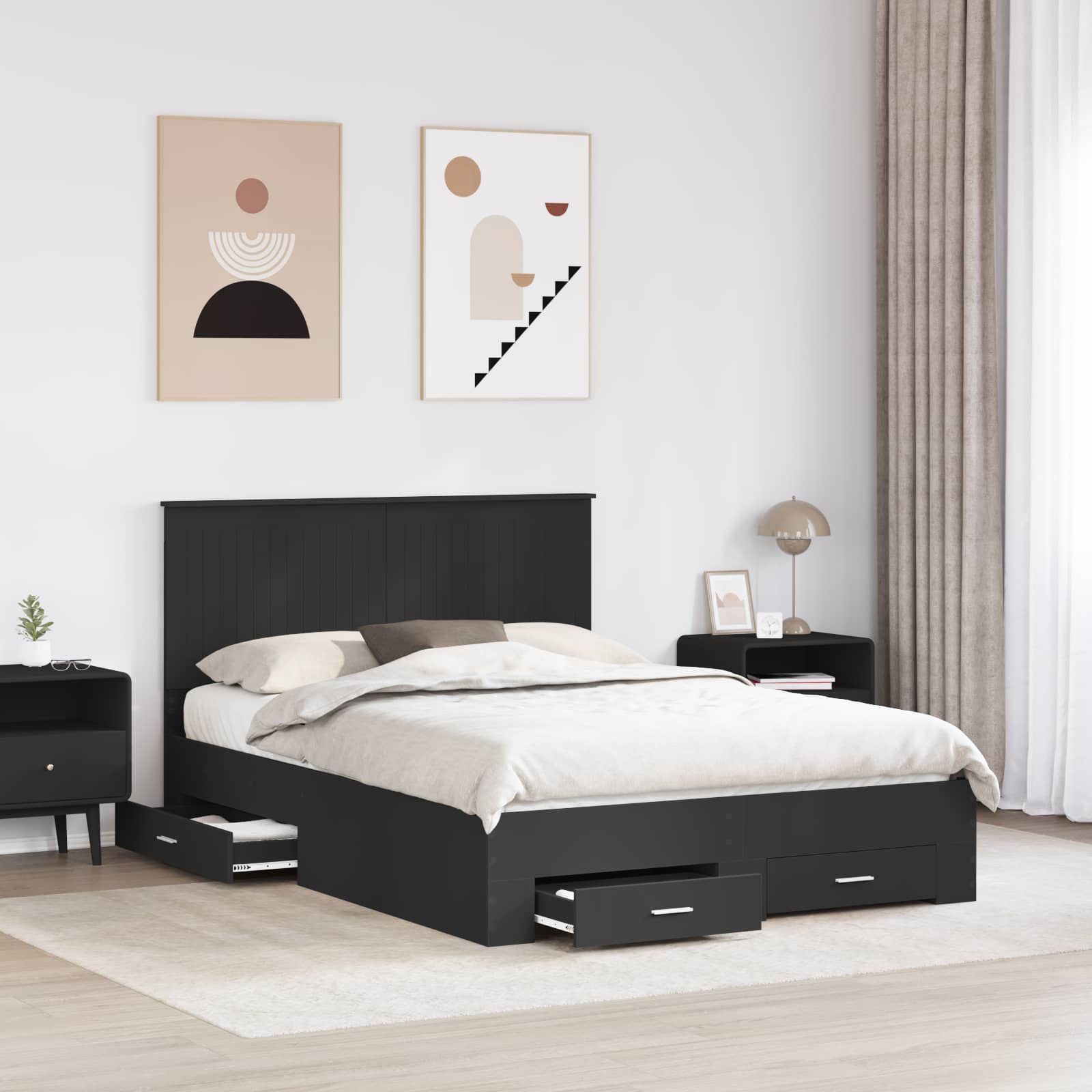 Krevetna konstrukcija Crna 140 x 190 cm Konstruirano drvo