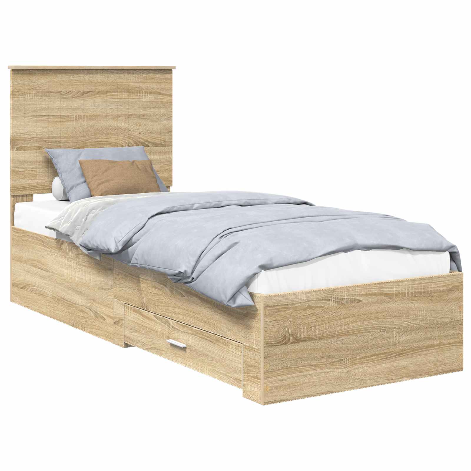 Krevetna konstrukcija Sonoma hrast i srebrna 70 x 190 cm