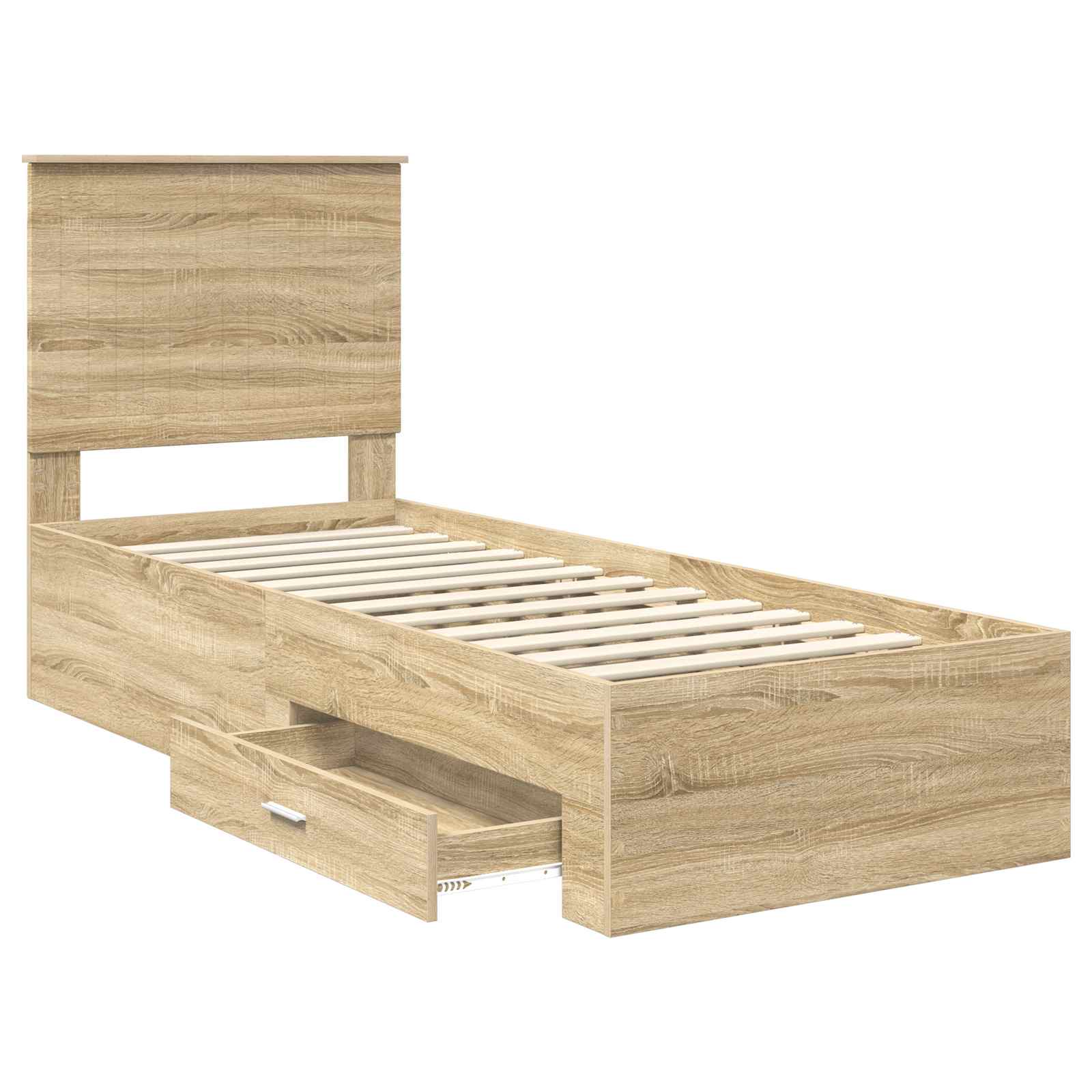 Krevetna konstrukcija Sonoma hrast i srebrna 70 x 190 cm