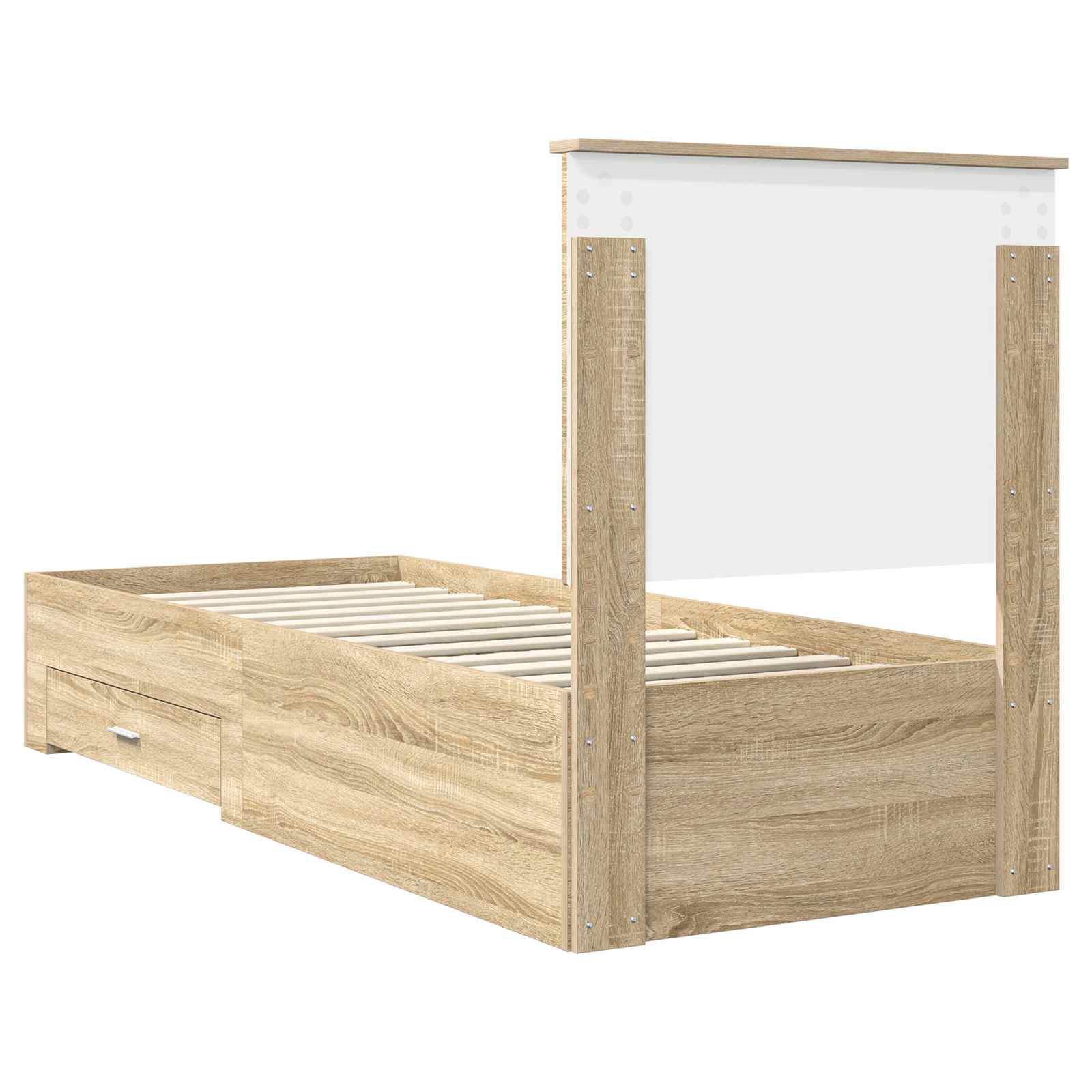 Krevetna konstrukcija Sonoma hrast i srebrna 70 x 190 cm