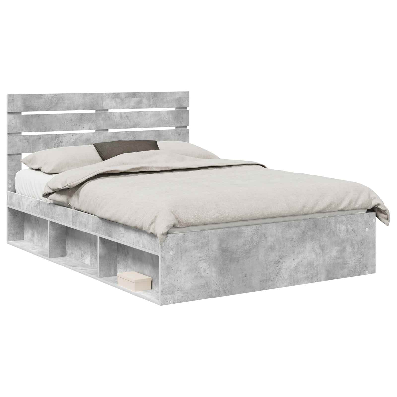 Krevetna konstrukcija Beton 140 x 190 cm Čvrsto borovo drvo