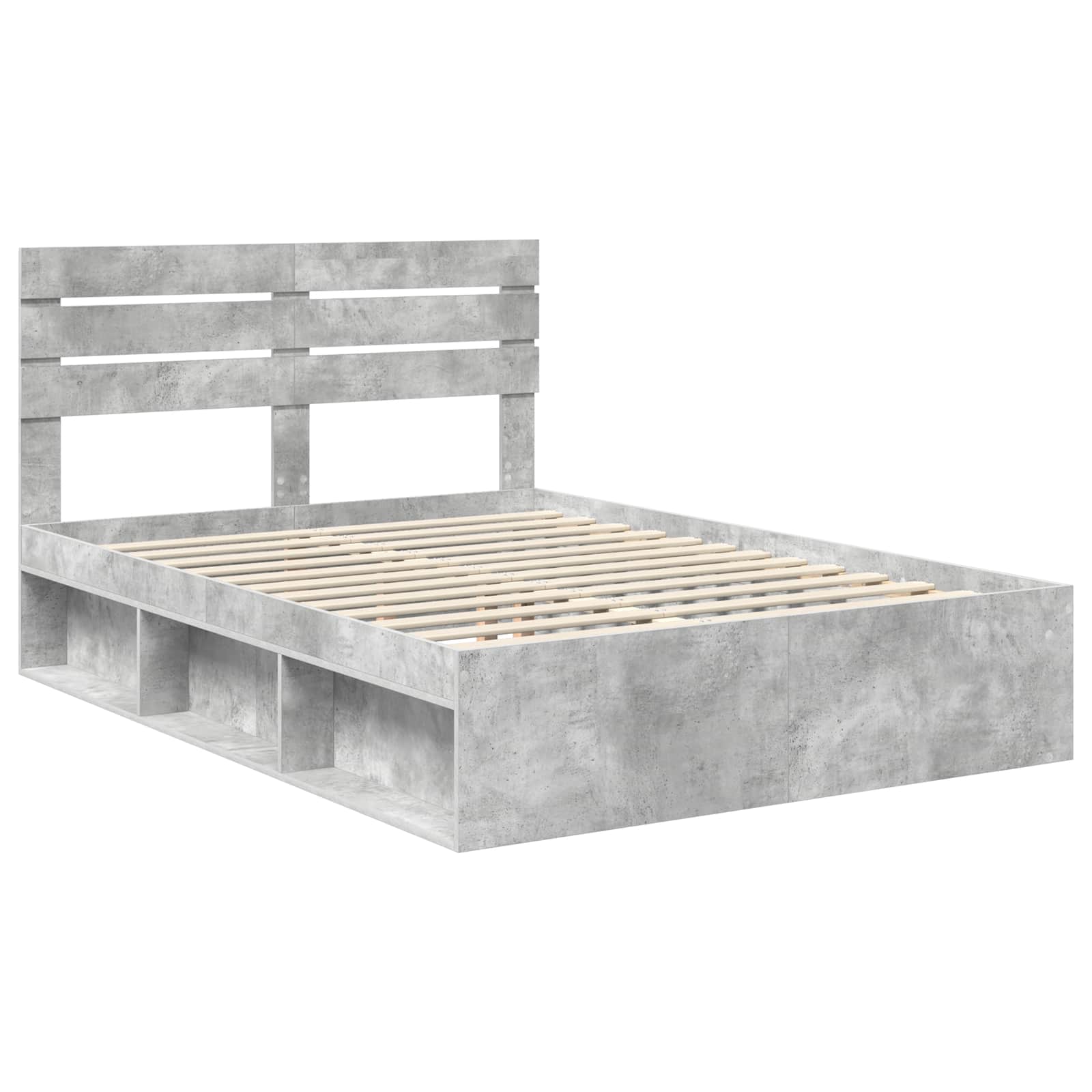 Krevetna konstrukcija Beton 140 x 190 cm Čvrsto borovo drvo