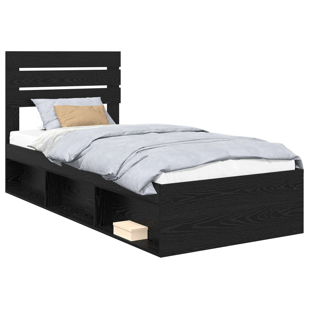 Krevetna konstrukcija Crna 75 x 190 cm Čvrsto borovo drvo