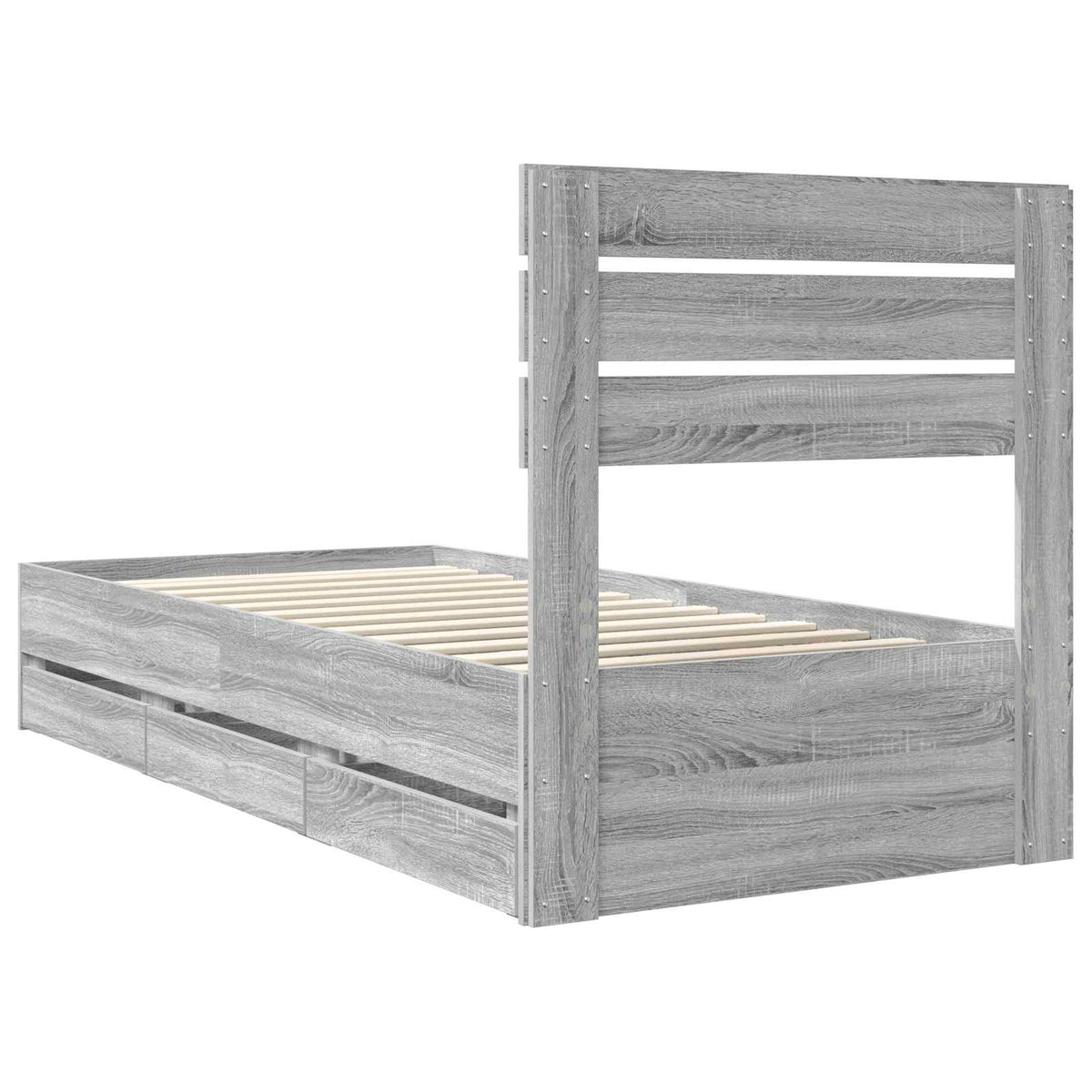 Krevetna konstrukcija Siva Sonoma 75 x 190 cm Inženjersko Drvo 196 x 78 x 100 cm