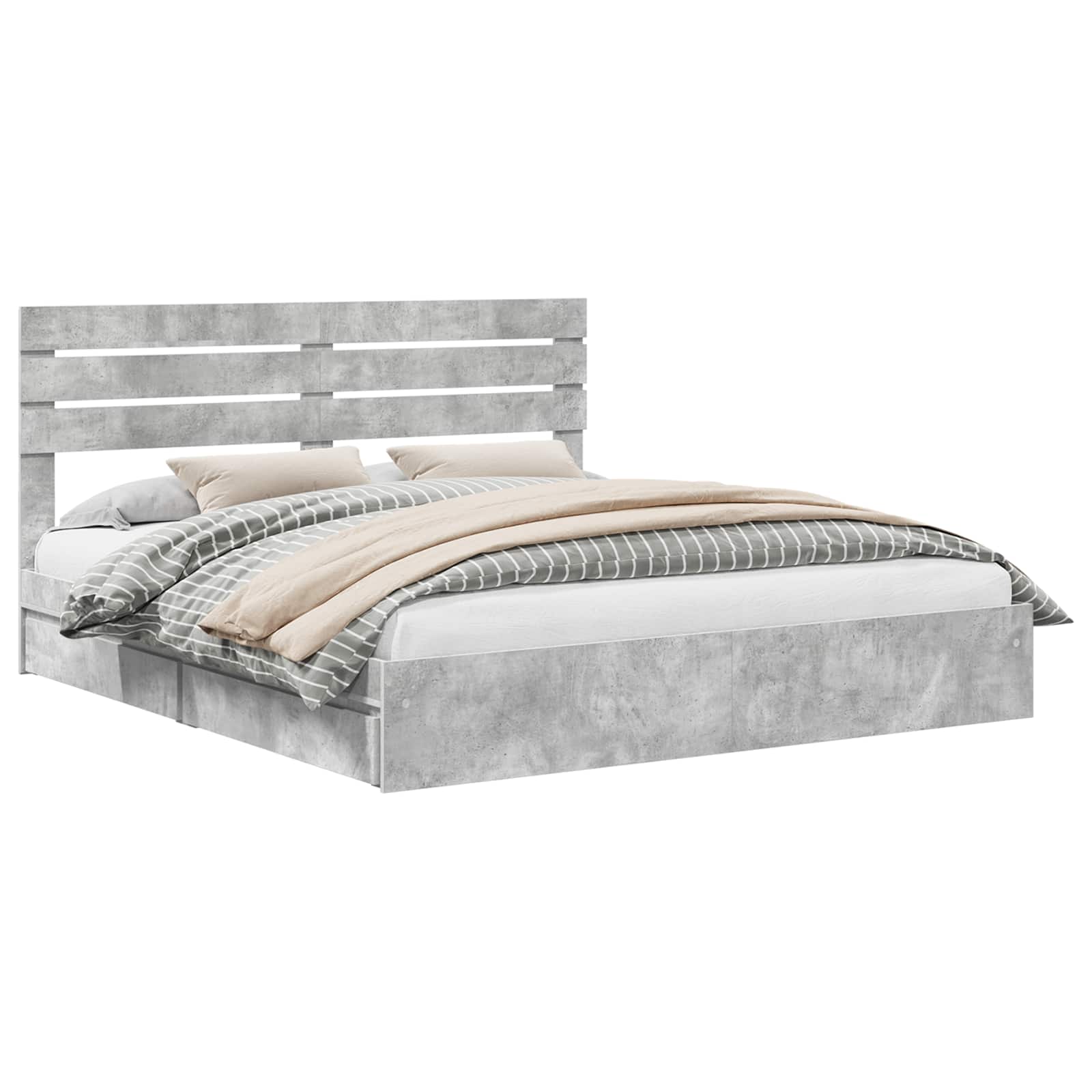 Krevet s od storage s uzglavljem Betonski sivi 180 x 200 cm