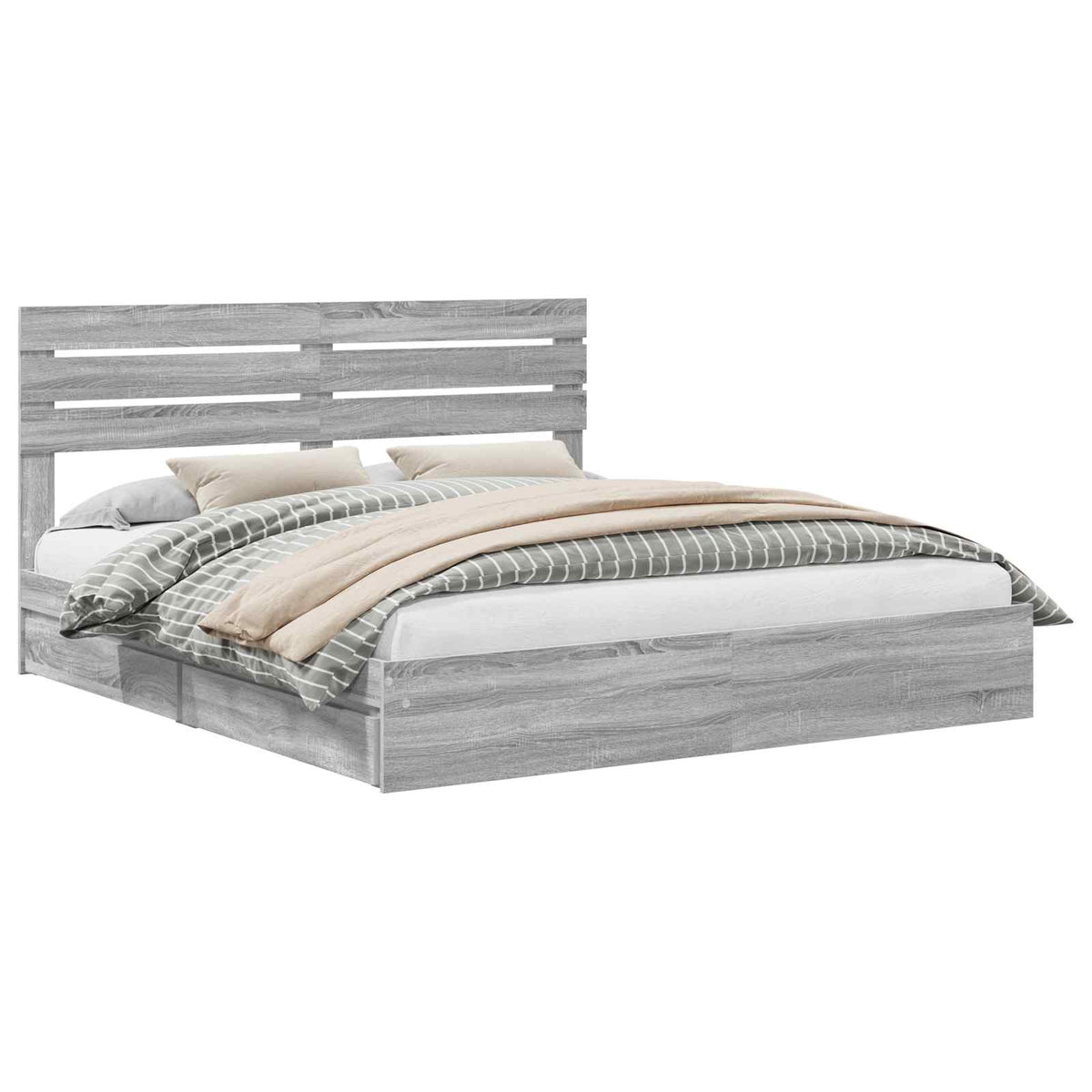 Krevet s od storage Siva Sonoma 180 x 200 cm Konstruirano drvo