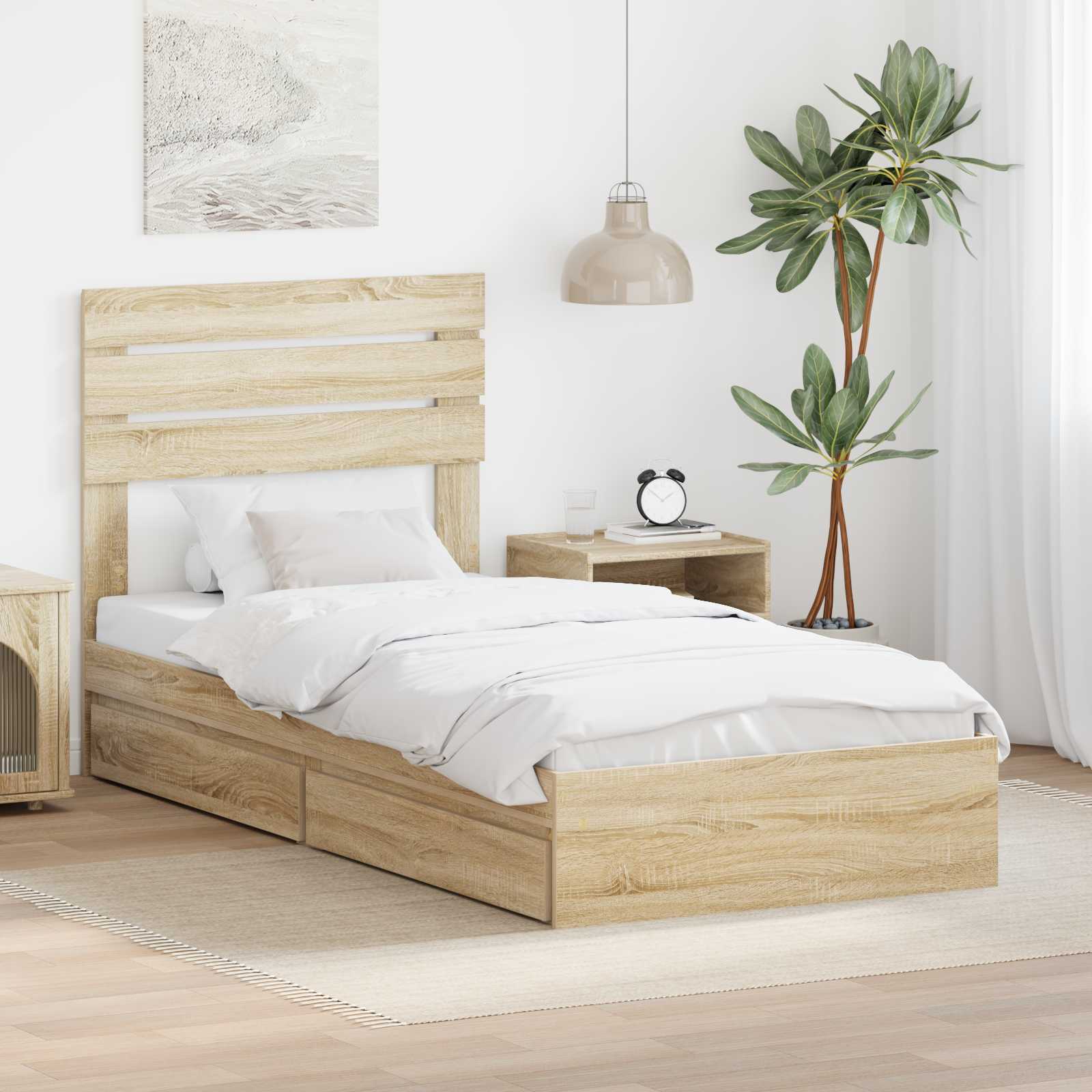 Krevet s od storage Sonoma hrast 90 x 200 cm Konstruirano drvo