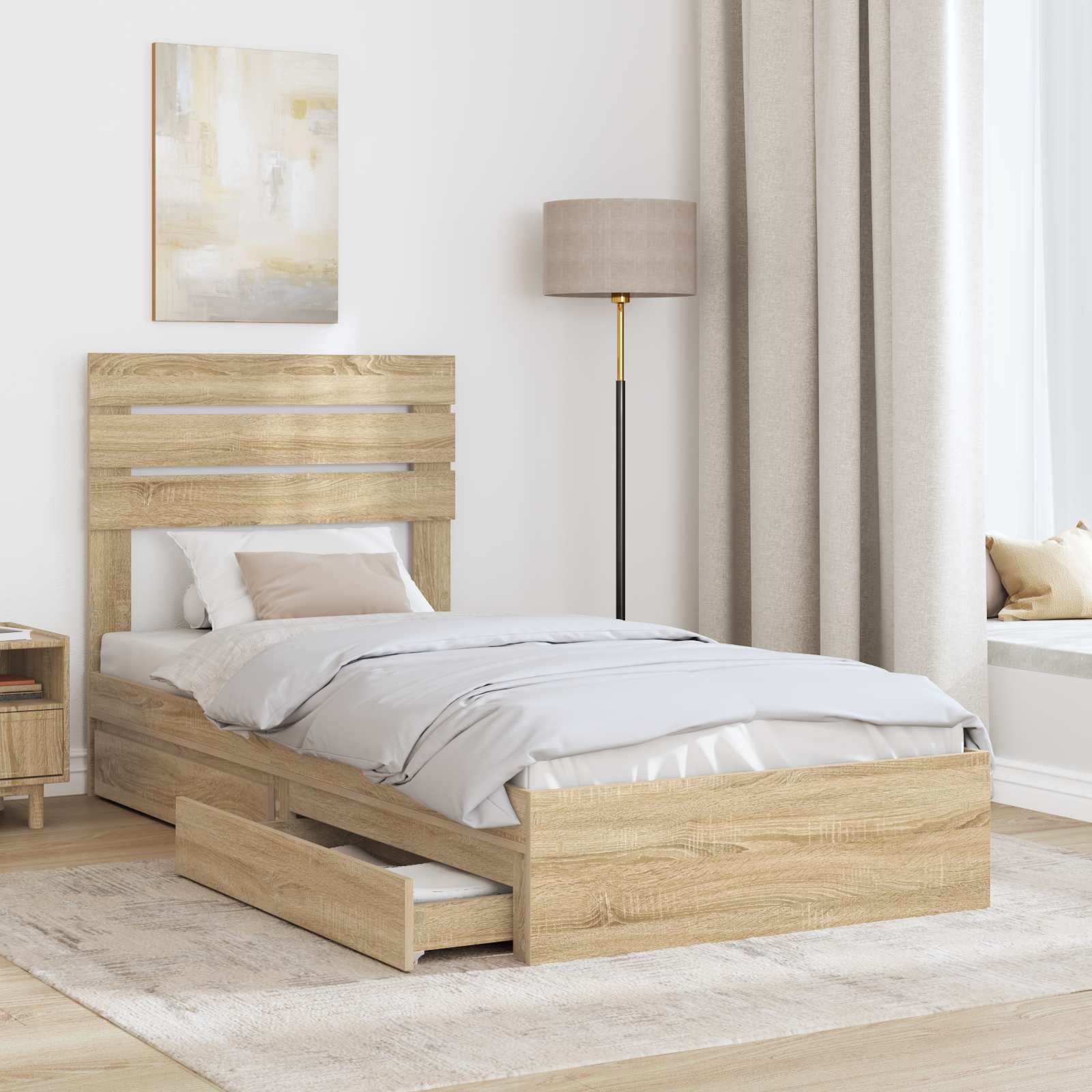 Krevet s od storage Sonoma hrast 90 x 200 cm Konstruirano drvo