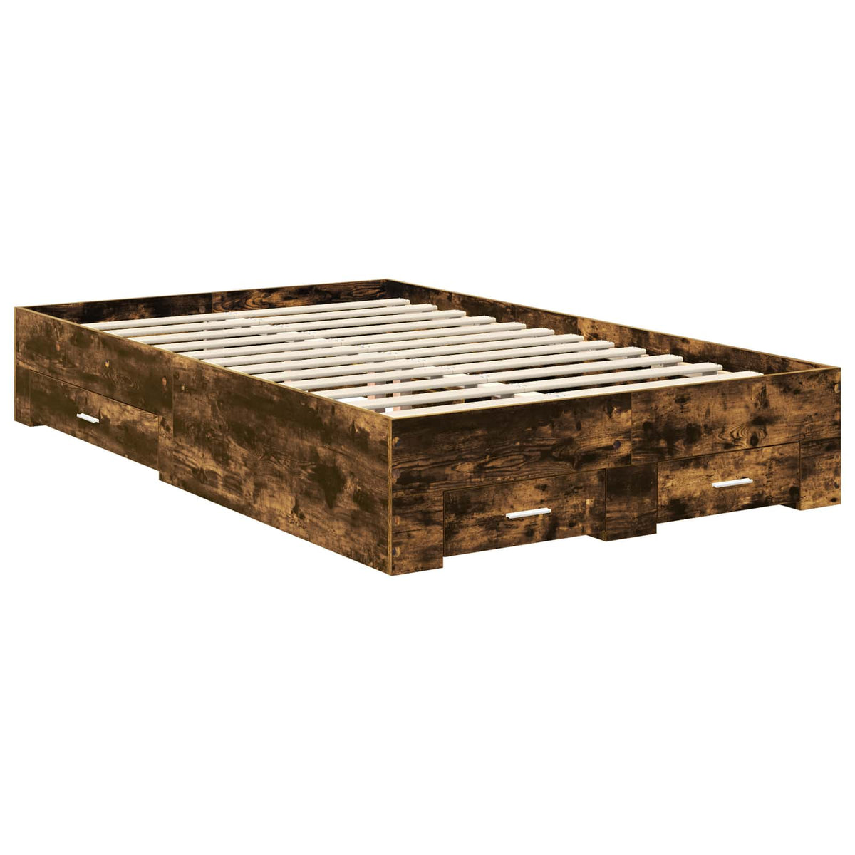 Krevetna konstrukcija s ladicama Dimljeni hrast 120 x 200 cm Smeđa 206 x 123 x 100 cm