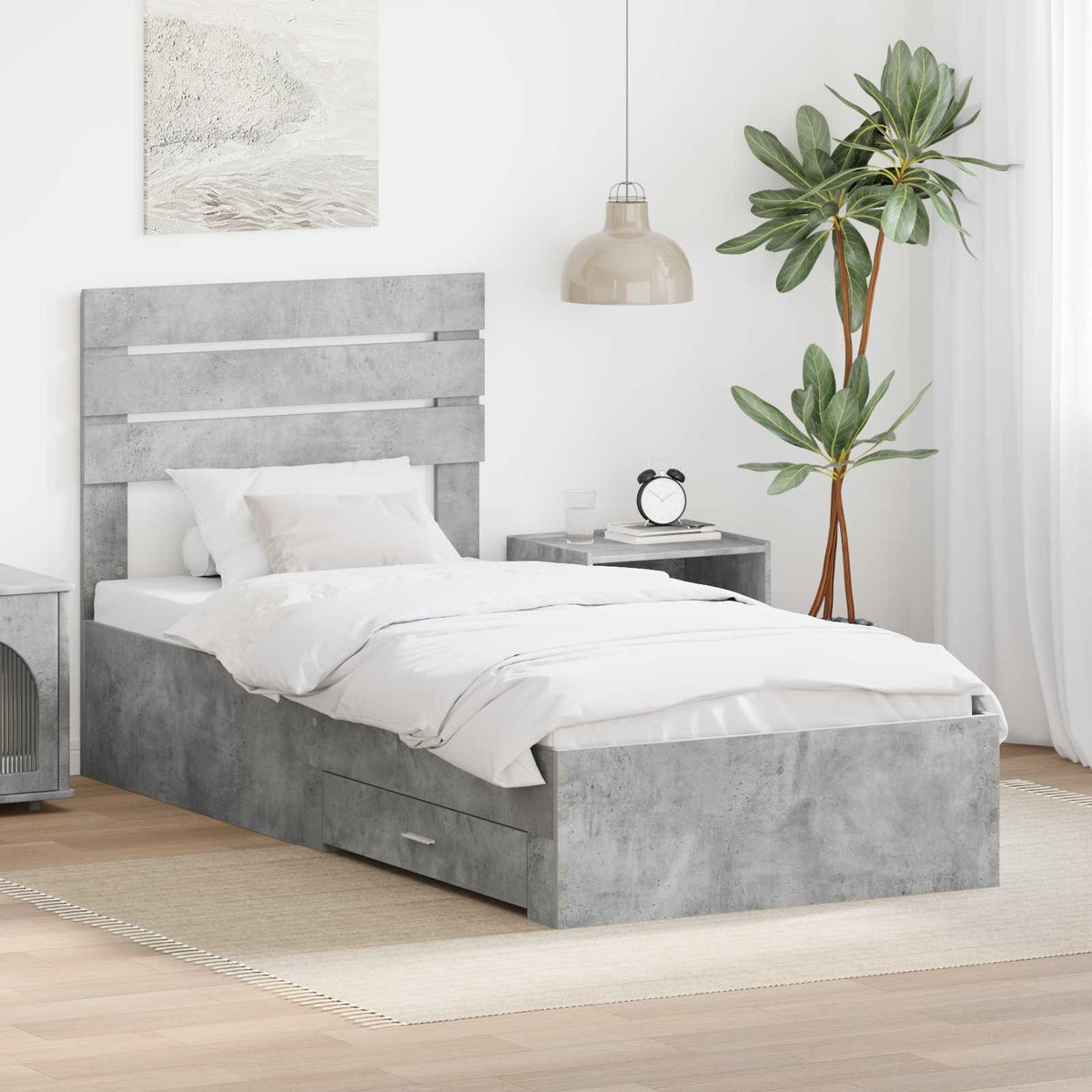 Krevetna konstrukcija Betonski sivi i srebrna 70 x 190 cm
