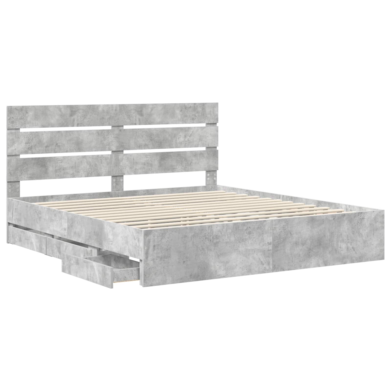 Krevetna konstrukcija s ladicama Betonski sivi 200 x 200 cm