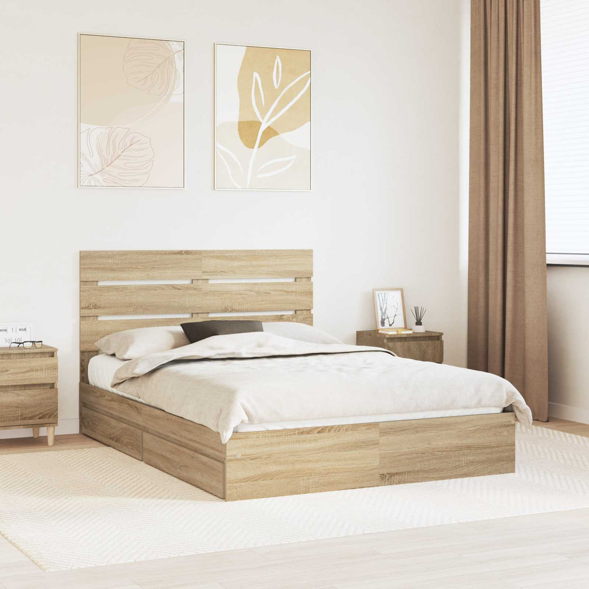 Krevet s od storage Sonoma hrast 160 x 200 cm Konstruirano drvo