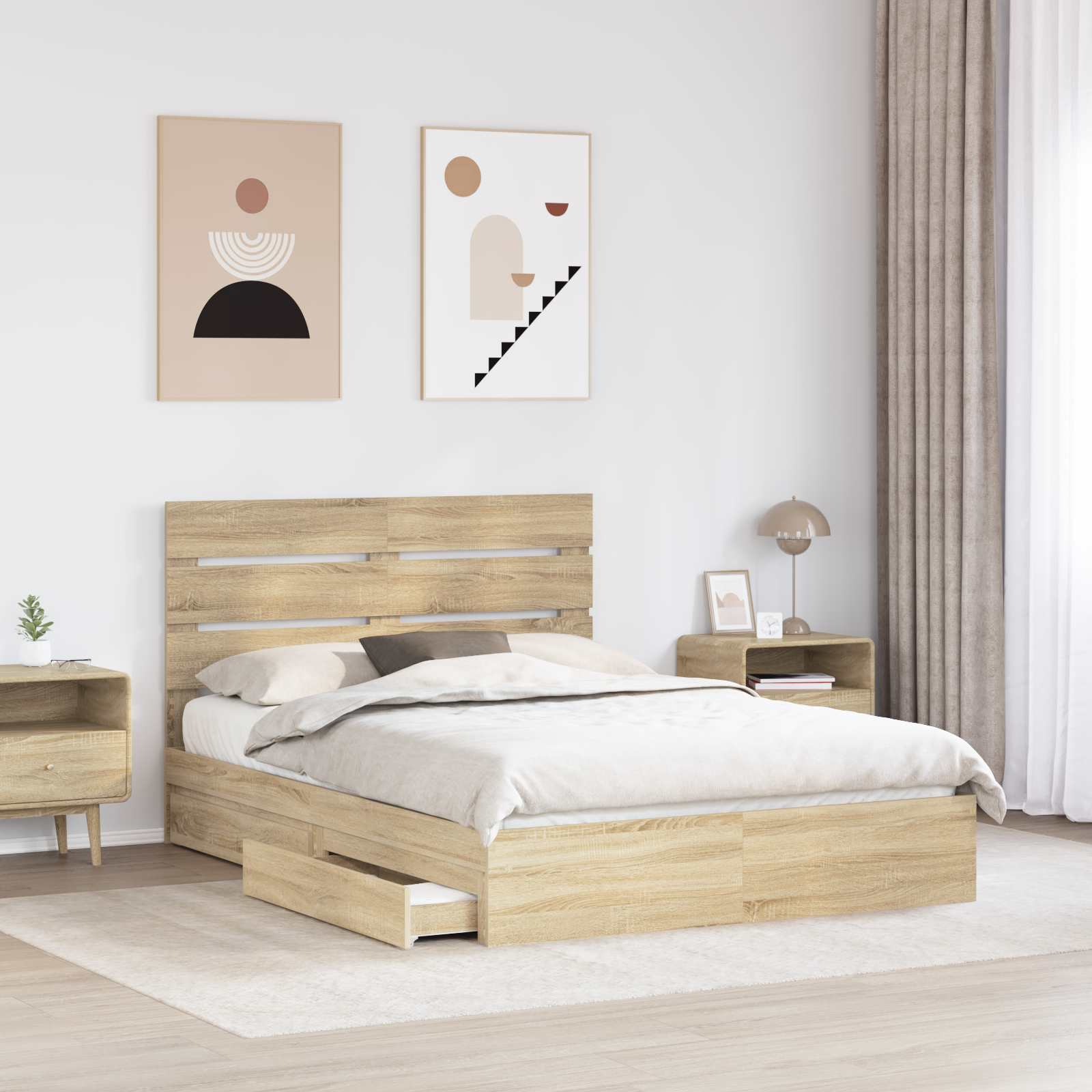 Krevet s od storage Sonoma hrast 150 x 200 cm Konstruirano drvo