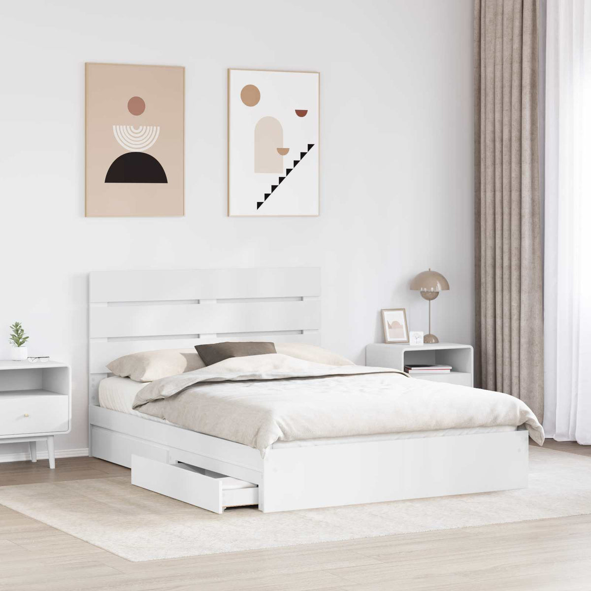 Krevet s od storage Bijelo 140 x 190 cm Konstruirano drvo