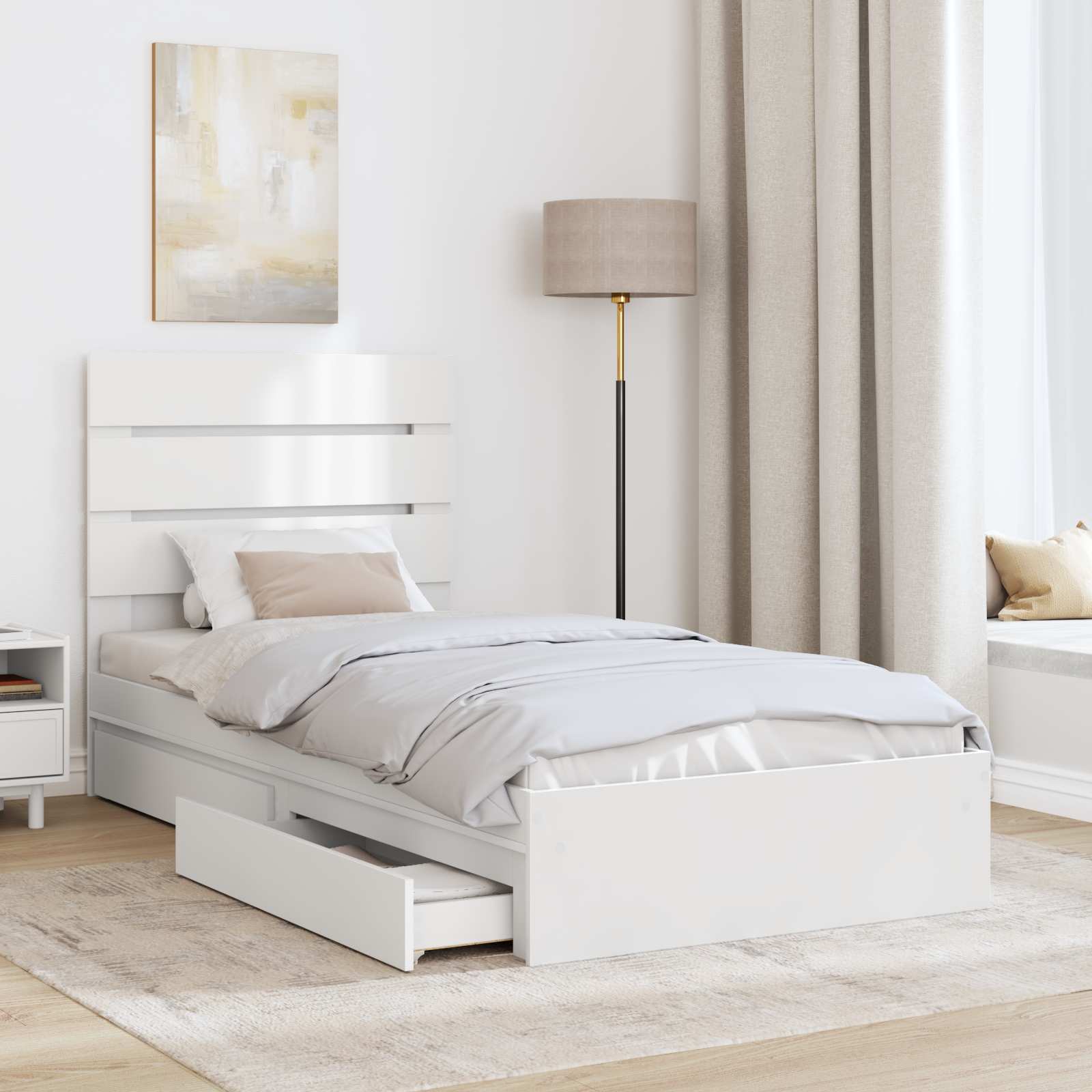 Krevet s od storage Bijelo 70 x 190 cm Konstruirano drvo
