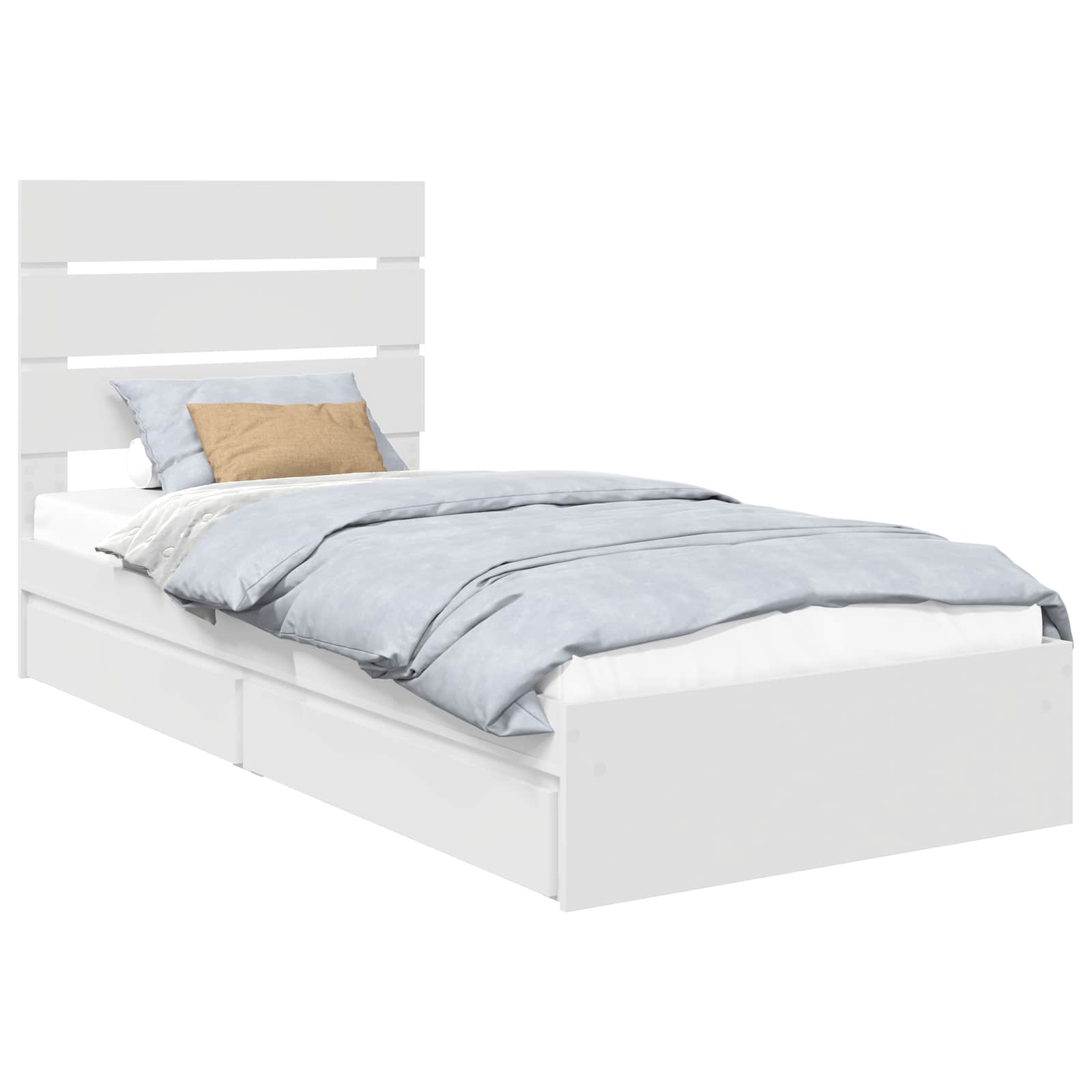 Krevet s od storage Bijelo 70 x 190 cm Konstruirano drvo