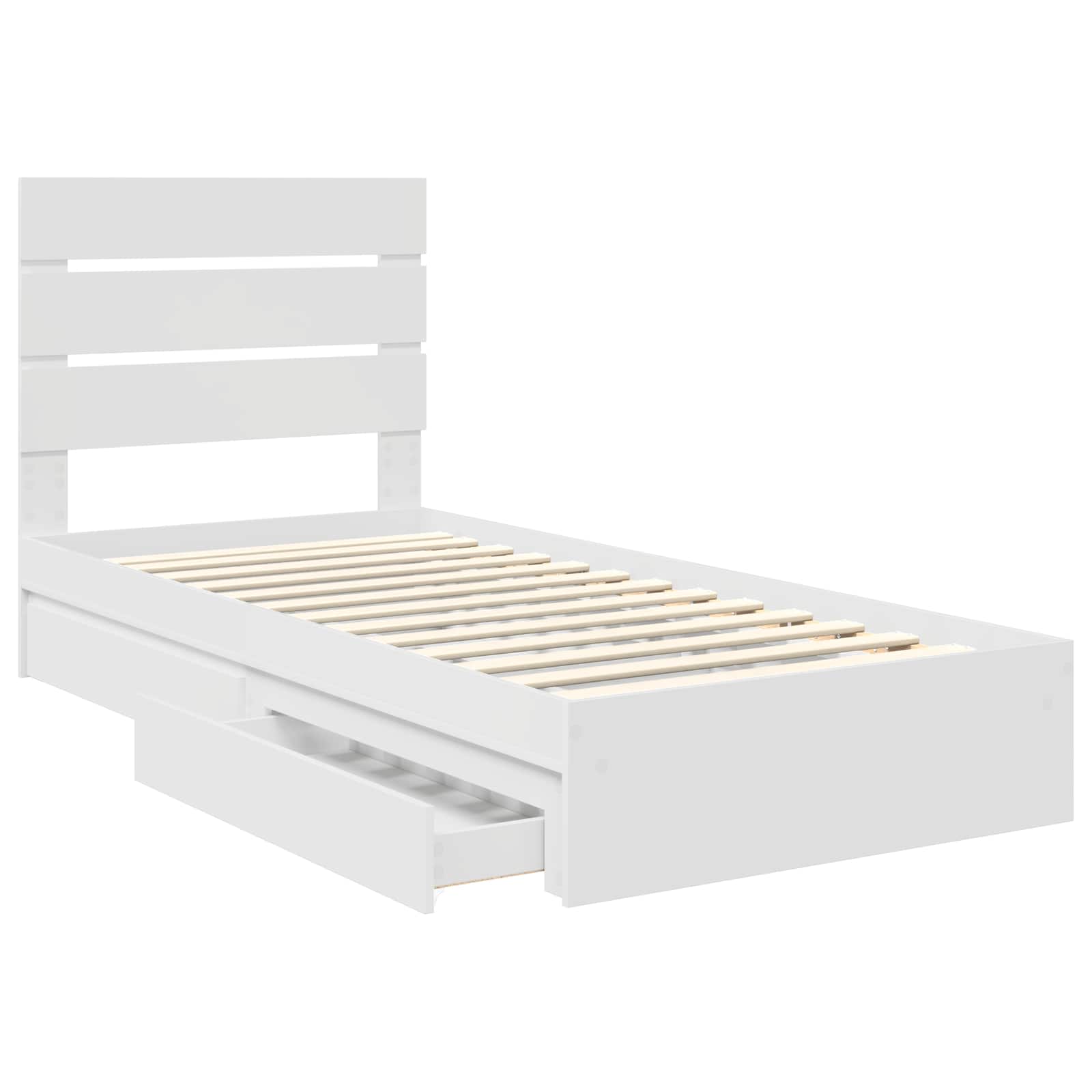 Krevet s od storage Bijelo 70 x 190 cm Konstruirano drvo