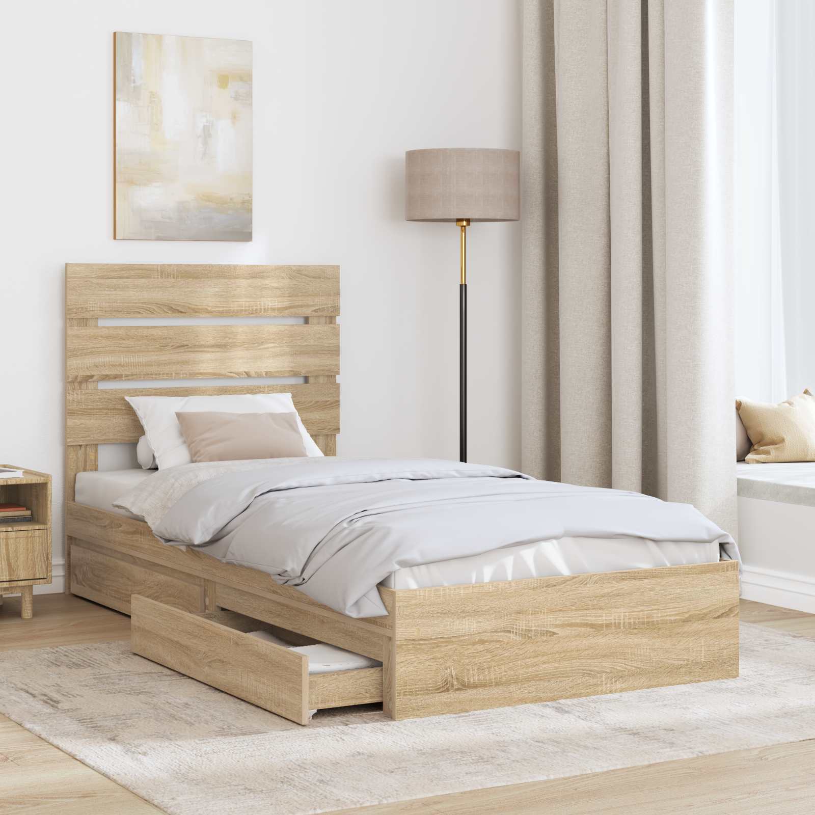 Krevet s od storage Sonoma hrast 70 x 190 cm Konstruirano drvo
