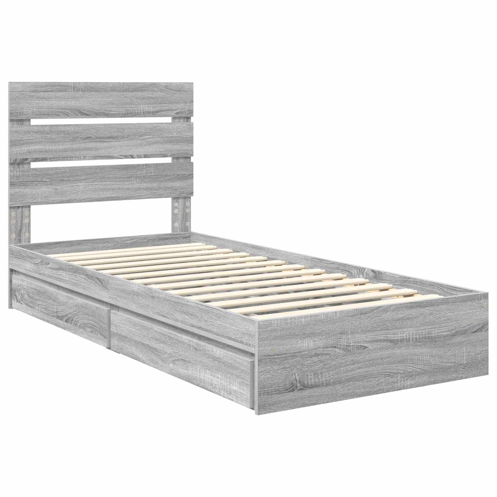 Krevet s od storage Siva Sonoma 70 x 190 cm Konstruirano drvo