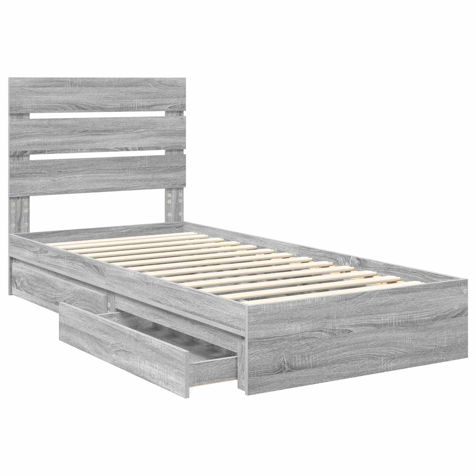 Krevet s od storage Siva Sonoma 70 x 190 cm Konstruirano drvo
