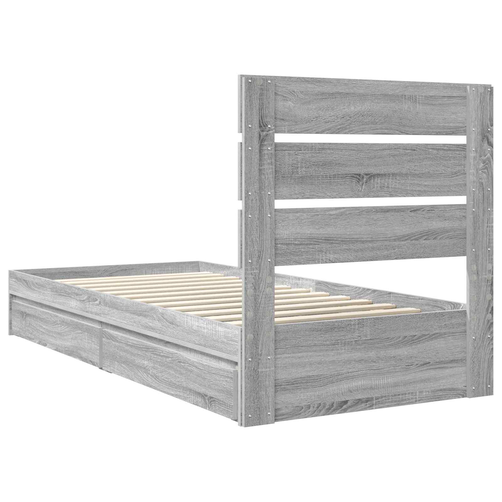 Krevet s od storage Siva Sonoma 70 x 190 cm Konstruirano drvo