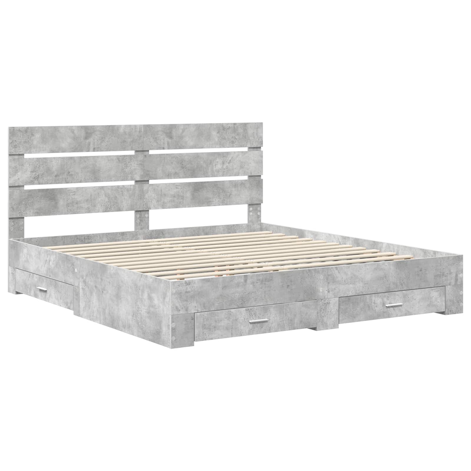 Krevetna konstrukcija s ladicama Betonski sivi 200 x 200 cm