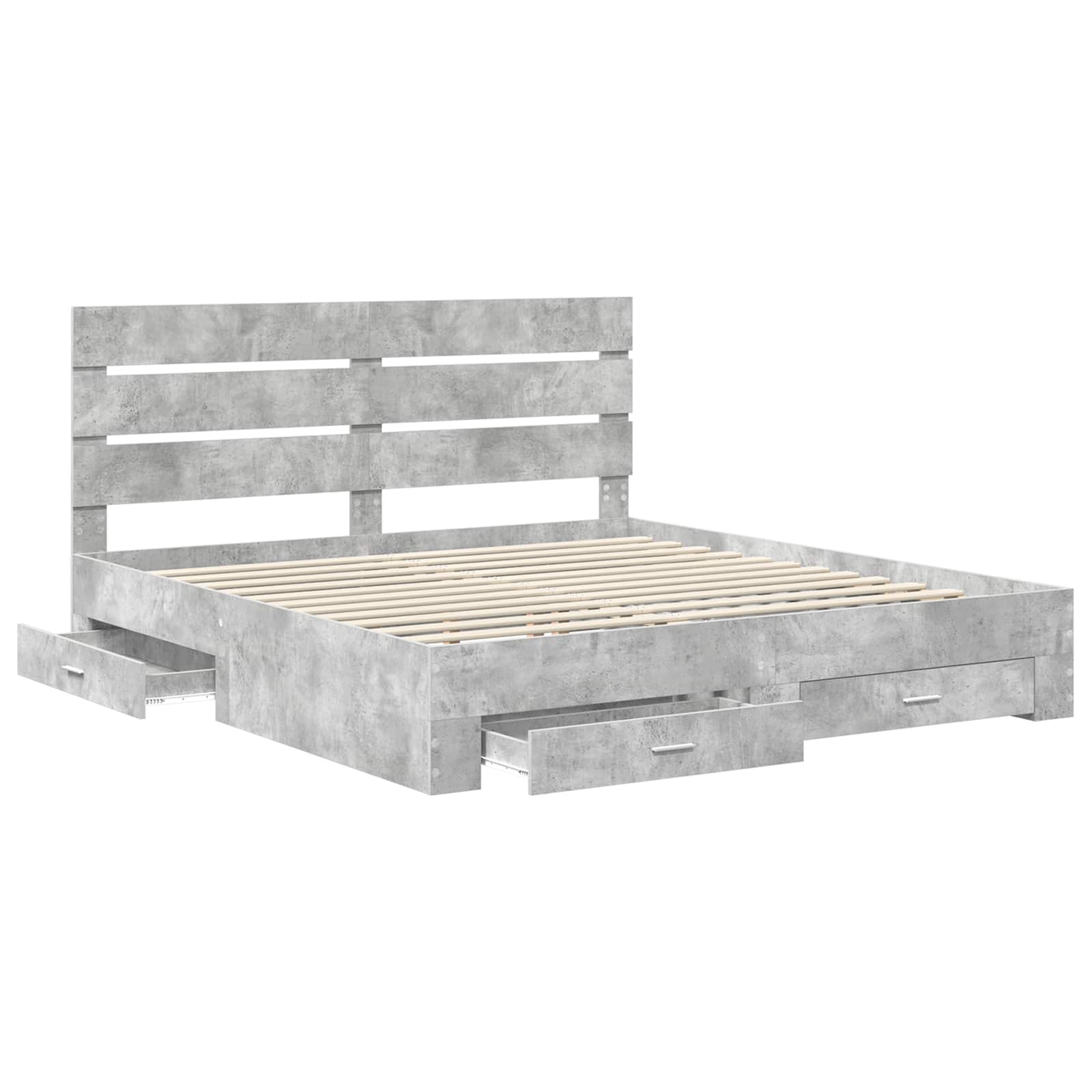 Krevetna konstrukcija s ladicama Betonski sivi 200 x 200 cm