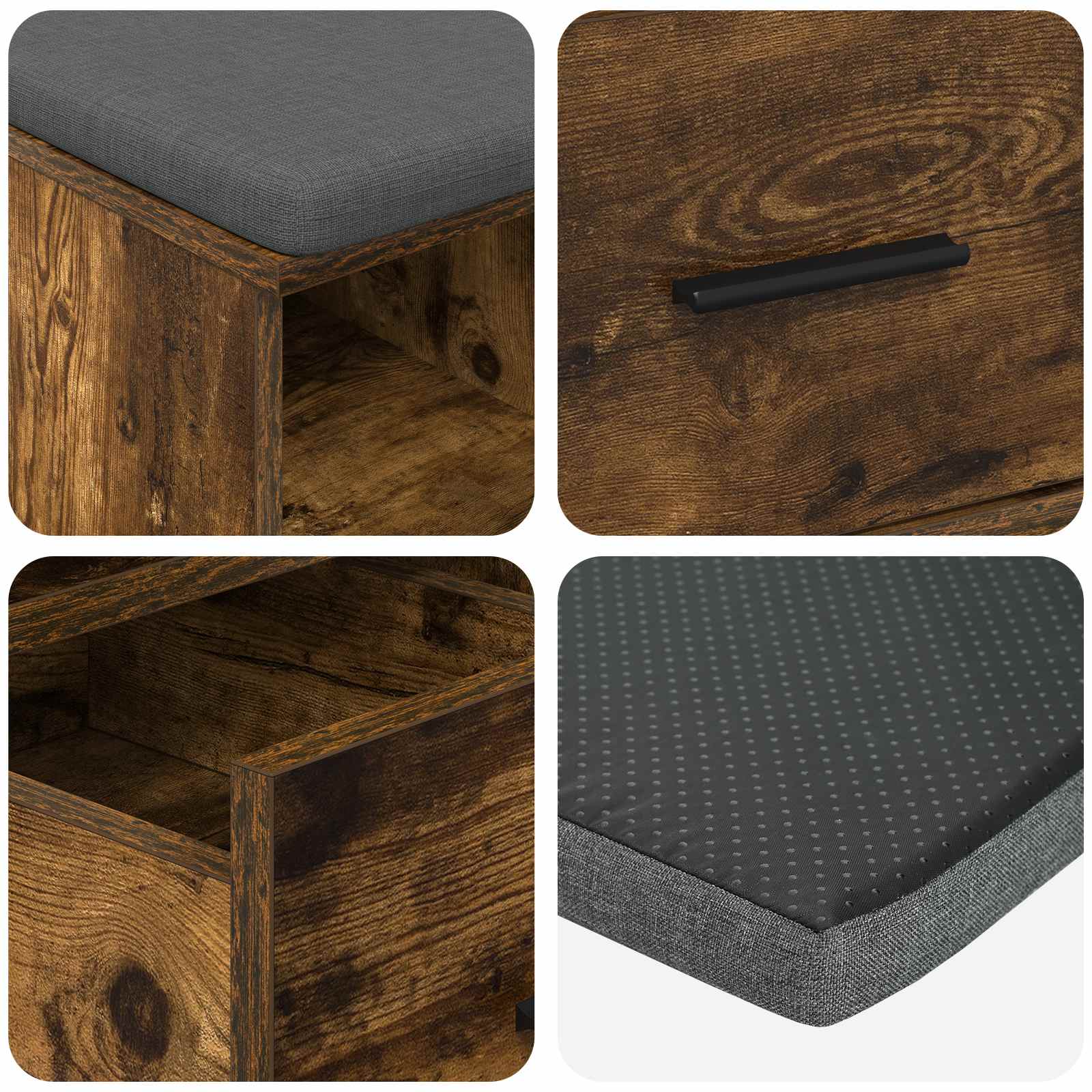 Klupa za hodnik s jastukom Dimljeni Hrast 60 x 38 x 46 cm