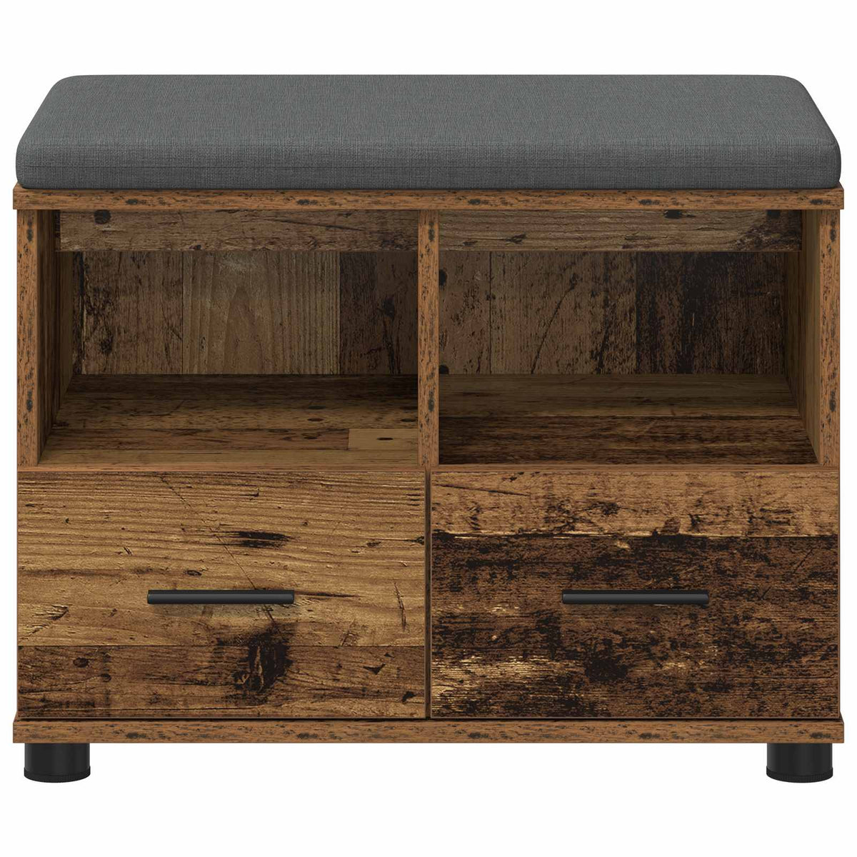 Klupa za hodnik s jastukom s policom Staro drvo 60 x 38 x 46 cm