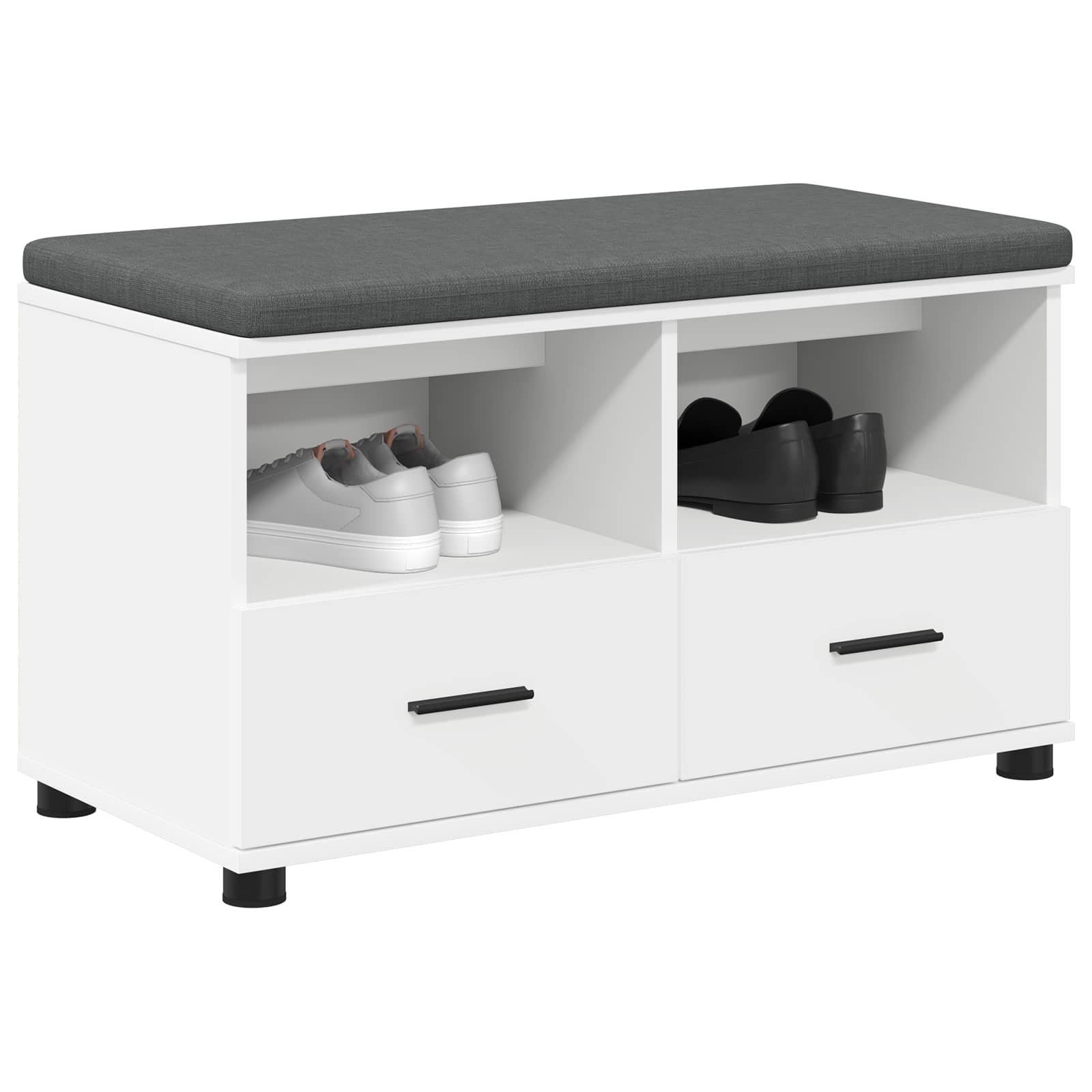 Klupa za hodnik s jastukom s ladicama Bijeli 80 x 38 x 46 cm