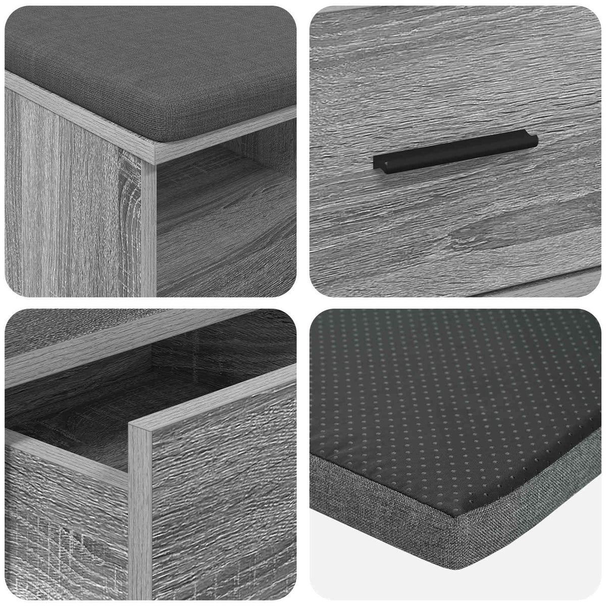 Klupa za hodnik s jastukom Sivi Sonoma 80 x 38 x 46 cm