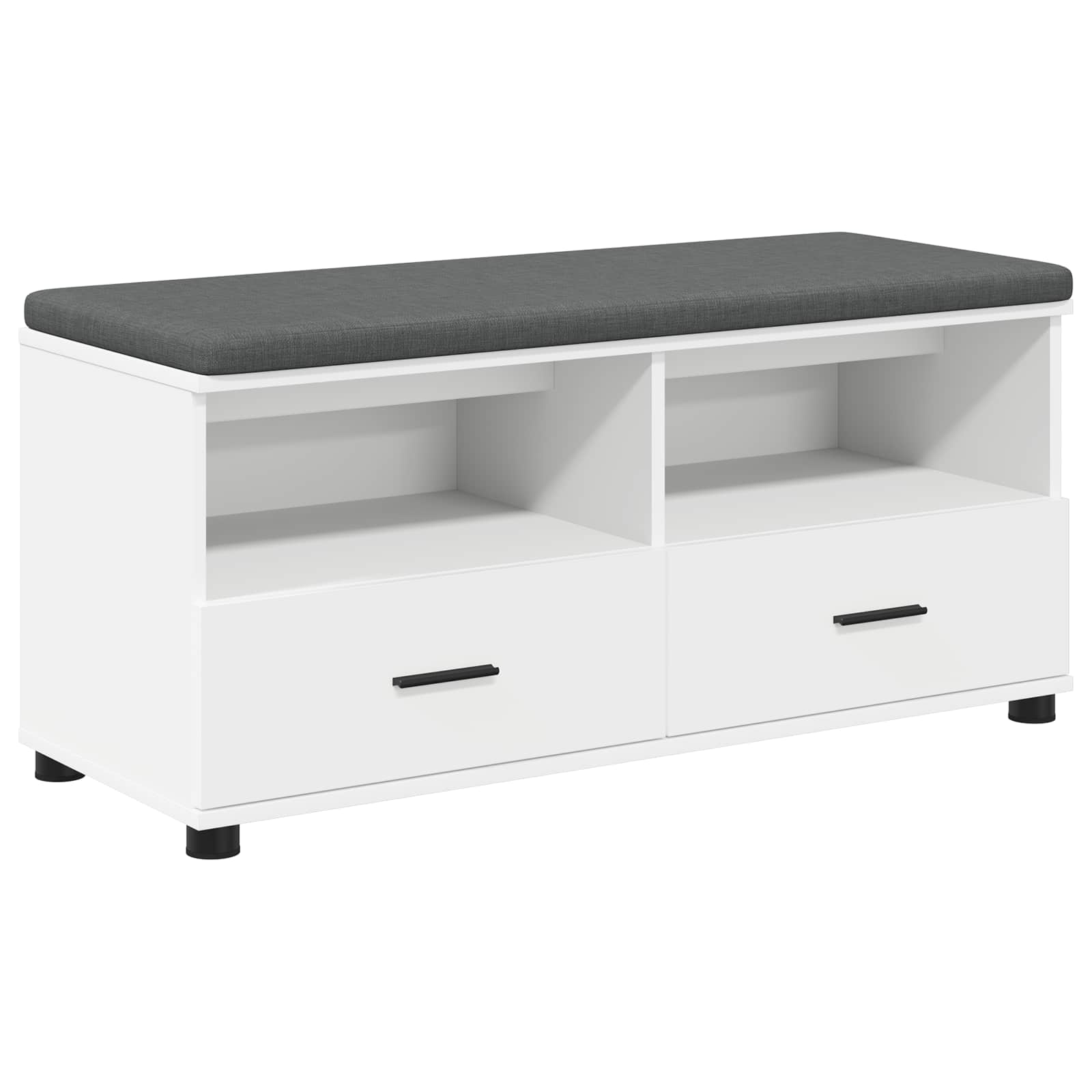 Klupa za hodnik s jastukom s ladicama Bijeli 100 x 38 x 46 cm