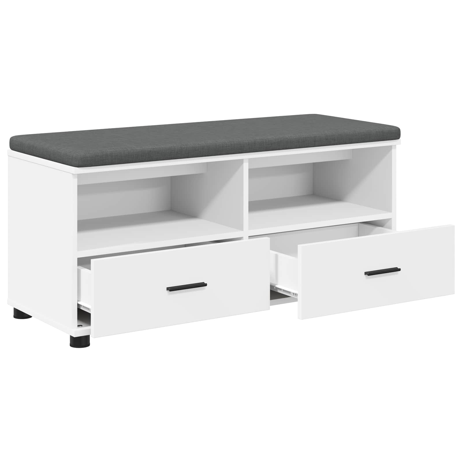 Klupa za hodnik s jastukom s ladicama Bijeli 100 x 38 x 46 cm