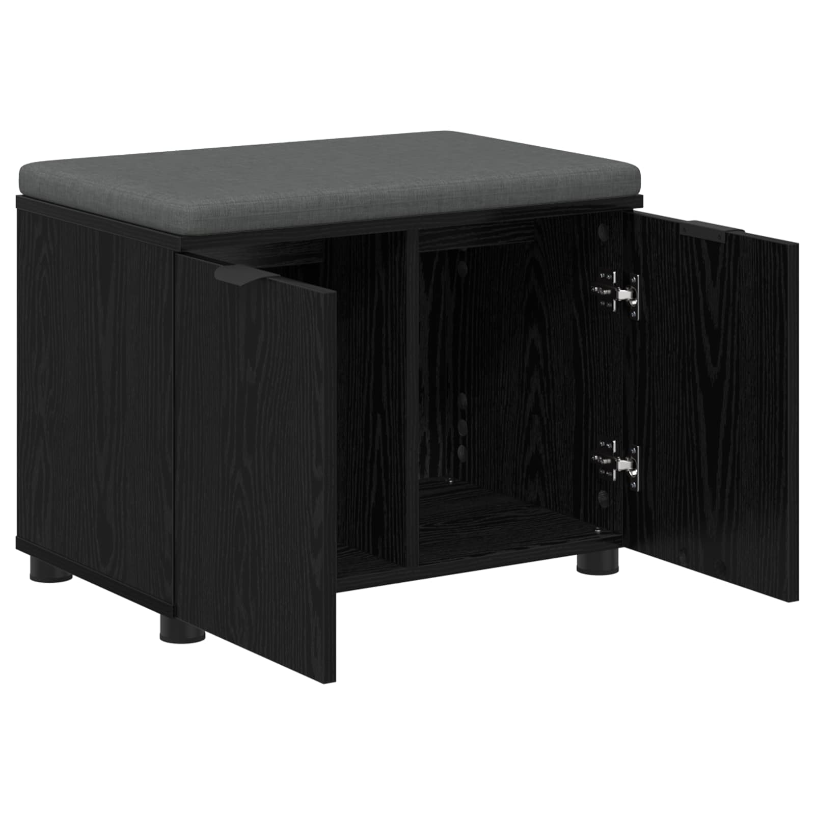 Klupa za hodnik s jastukom s policom Crni Hrast 60 x 38 x 46 cm