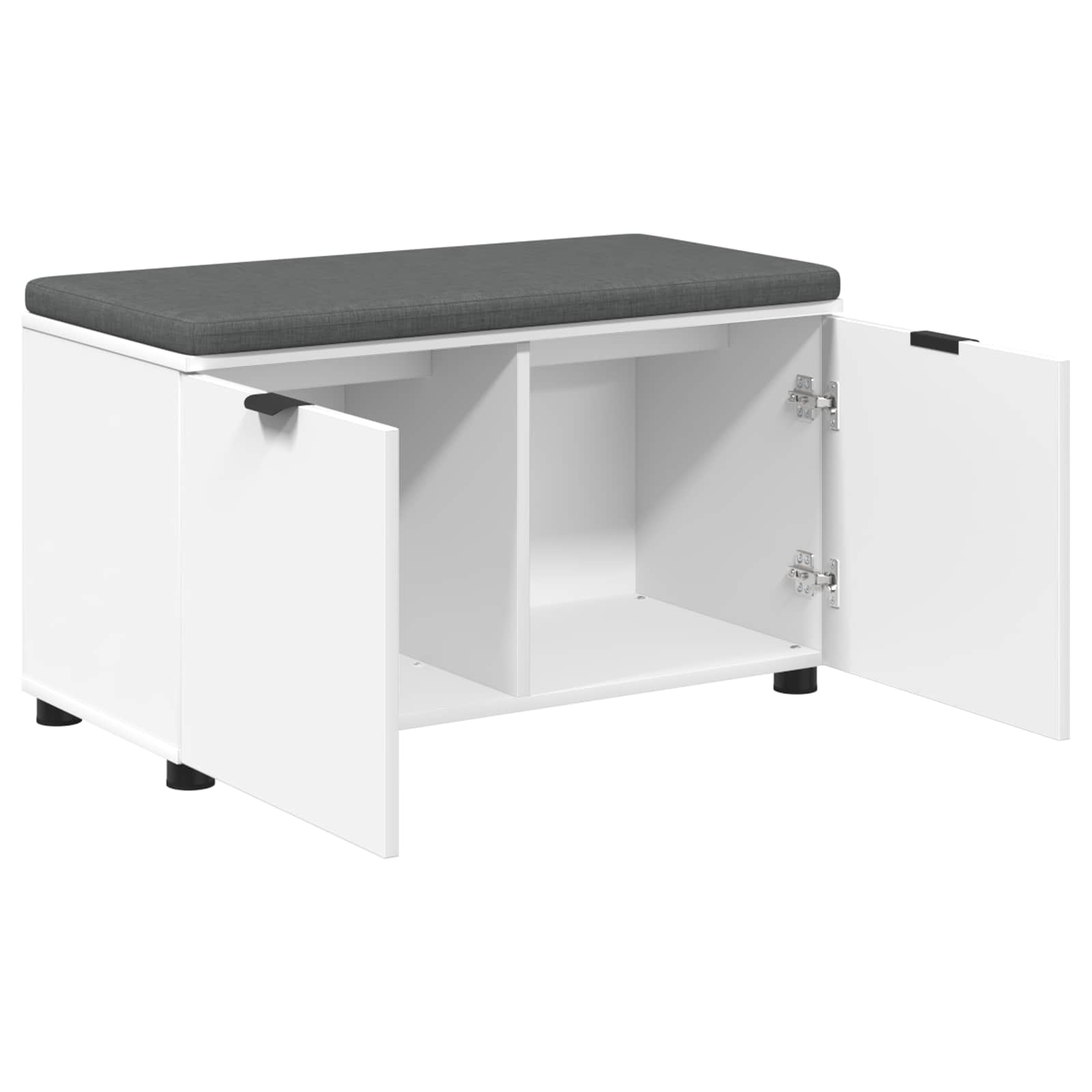 Klupa za hodnik s jastukom s policom Bijeli 80 x 38 x 46 cm