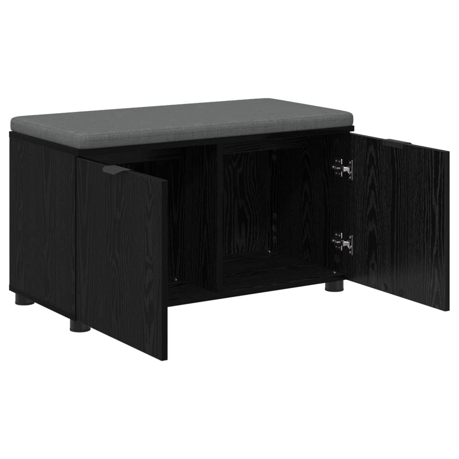 Klupa za hodnik s jastukom s policom Crni Hrast 80 x 38 x 46 cm